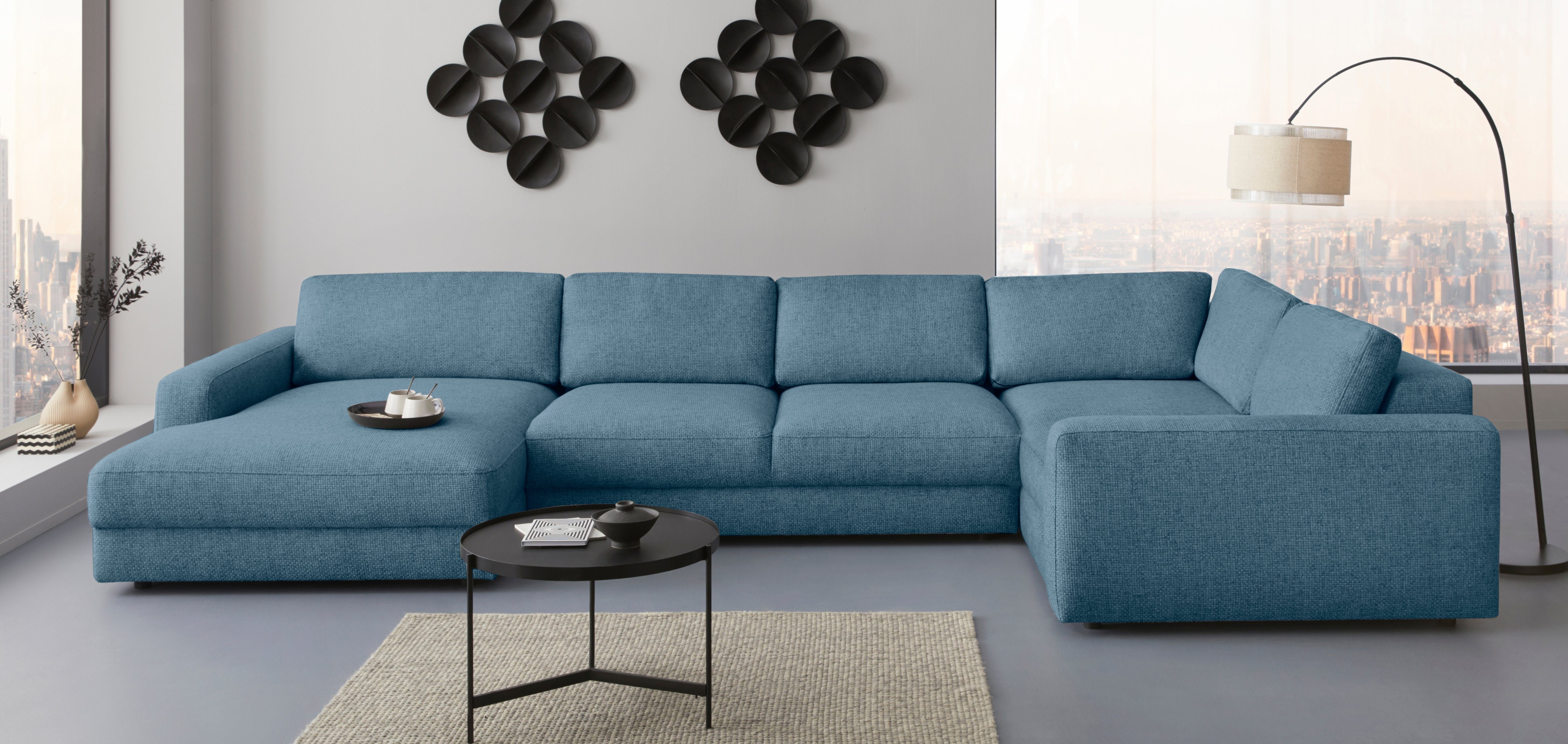 Home affaire Wohnlandschaft Bloomfield, Mega Polsterprogramm, Breite 405cm, viel Platz, U-Form, mit extra tiefer Sitzfläche, wahlweise mit Sitztiefenverstellung