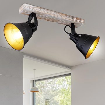 Globo LED Deckenspot, Leuchtmittel nicht inklusive, Vintage Decken Leuchte Holz Lampe Spot Strahler Leiste verstellbar