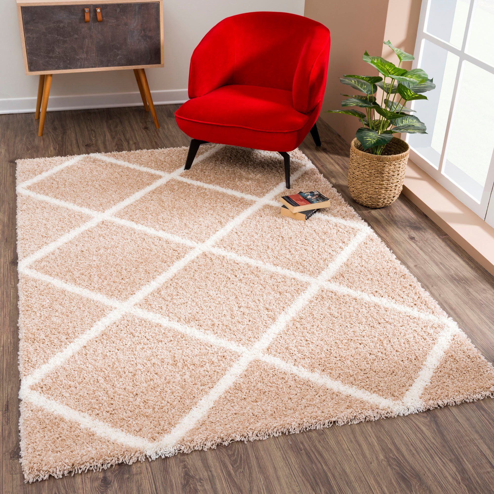 Sanat Hochflor-Teppich Madrid 1, auch in Rund erhältlich, rechteckig, Höhe: 30 mm, Wohnzimmer, Langflor, Shaggy Teppich
