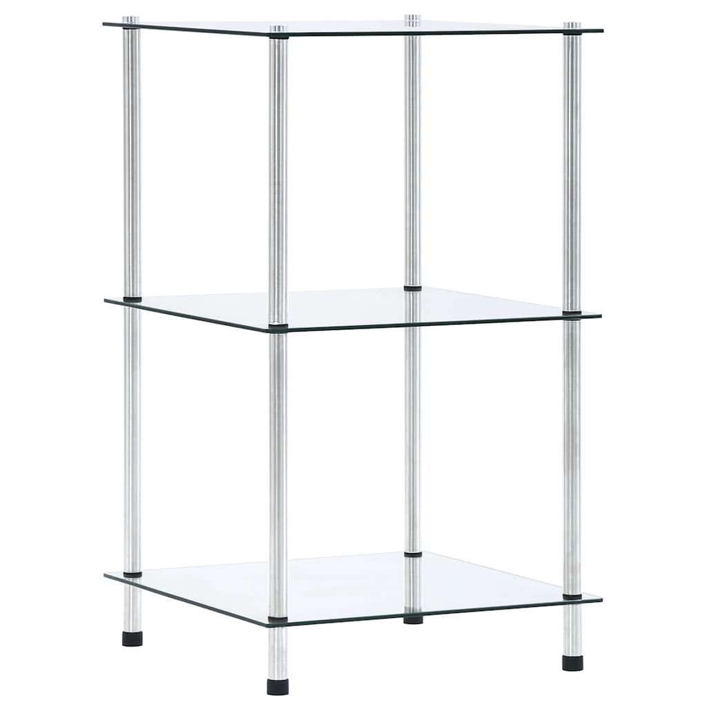 vidaXL Bücherregal Regal mit 3 Ablagen Transparent 40x40x67 cm Hartglas, 1-tlg.