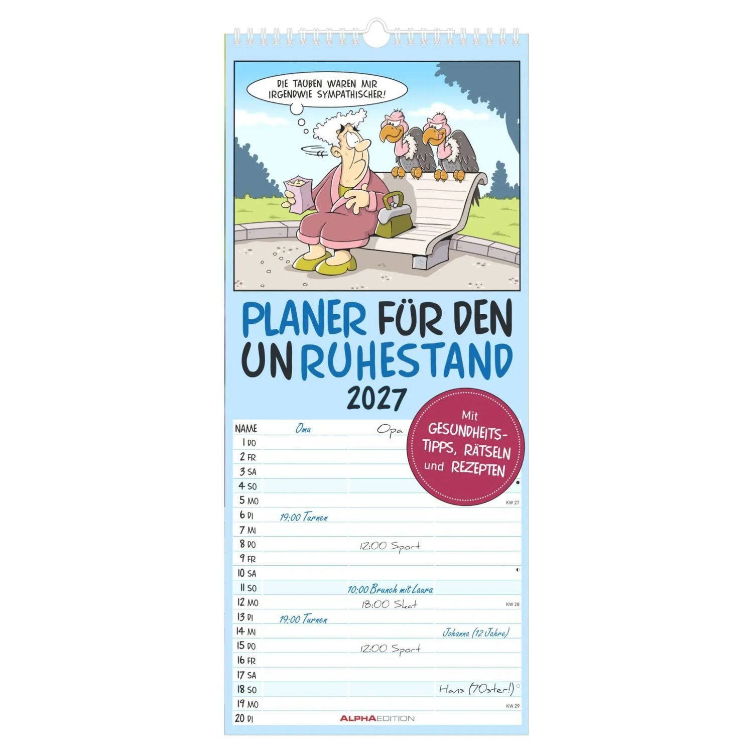Wandkalender Planer für den Unruhestand 2027