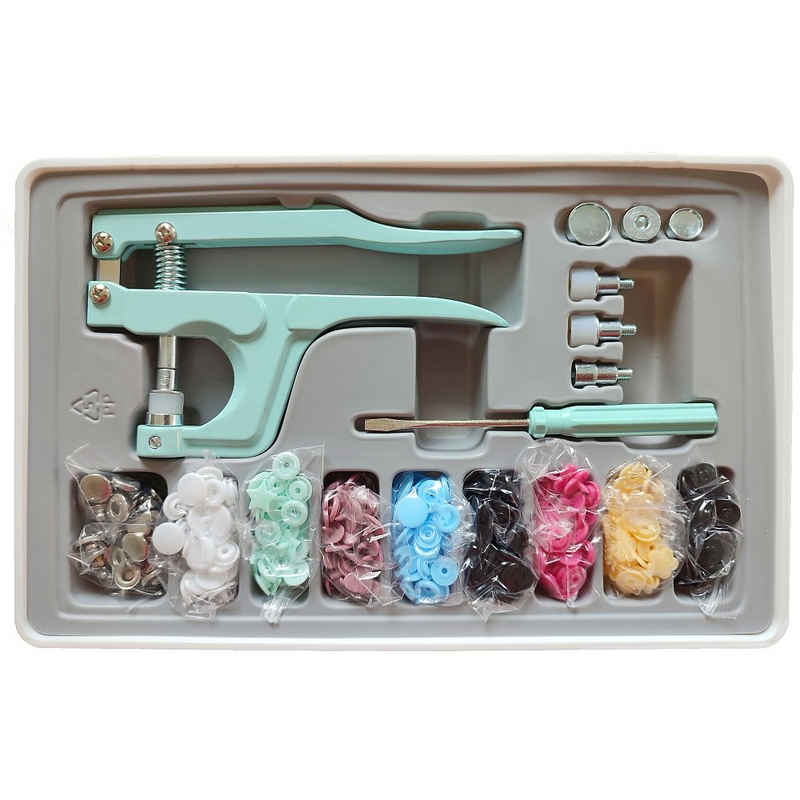 larissastoffe Nähkästchen Druckknopf-Set mit Zange, 150-teilig, Druckknöpfe (Set), für verschiedene Materialien