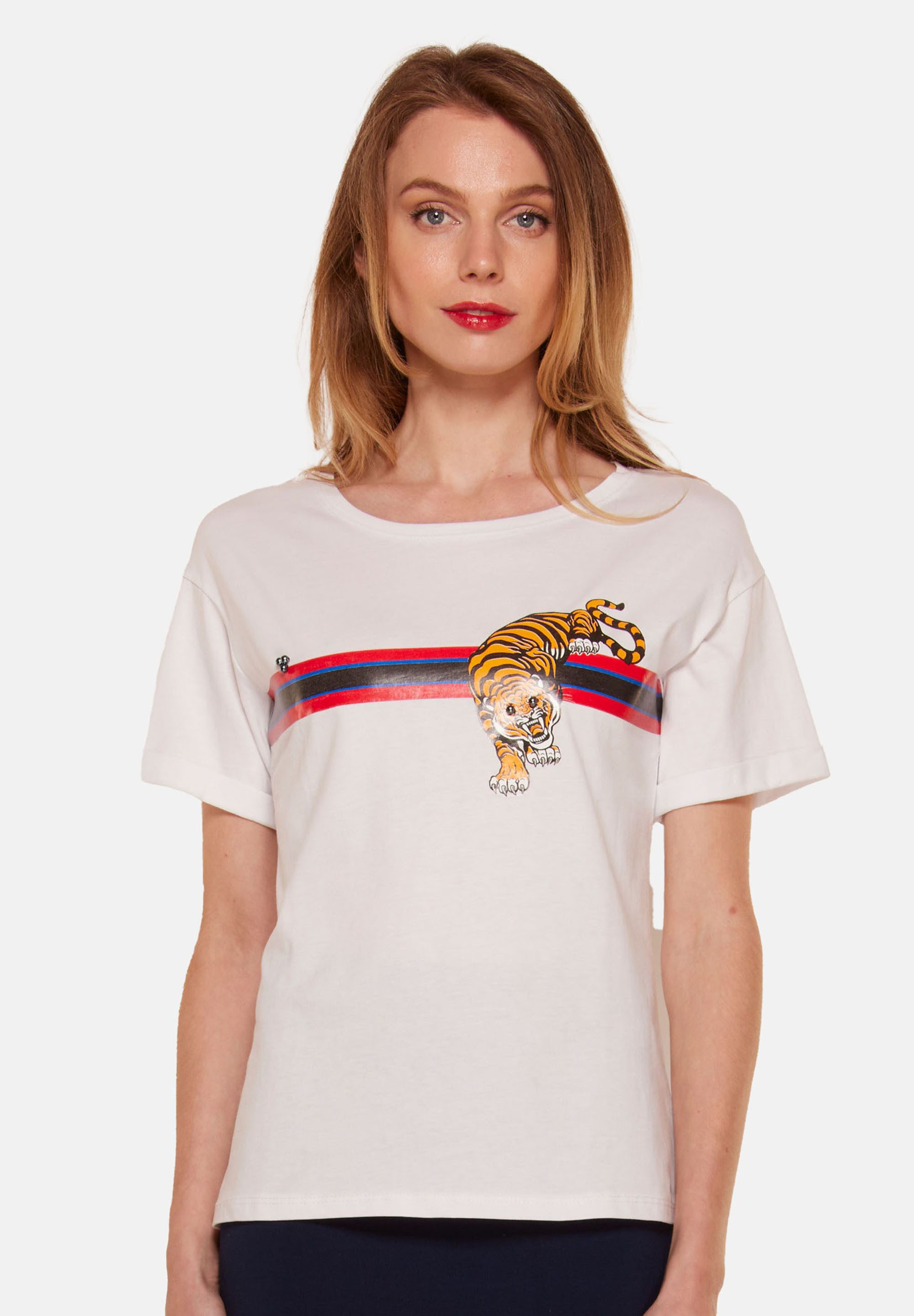 Tooche Kurzarmshirt Tiger Mit grafischem Druck