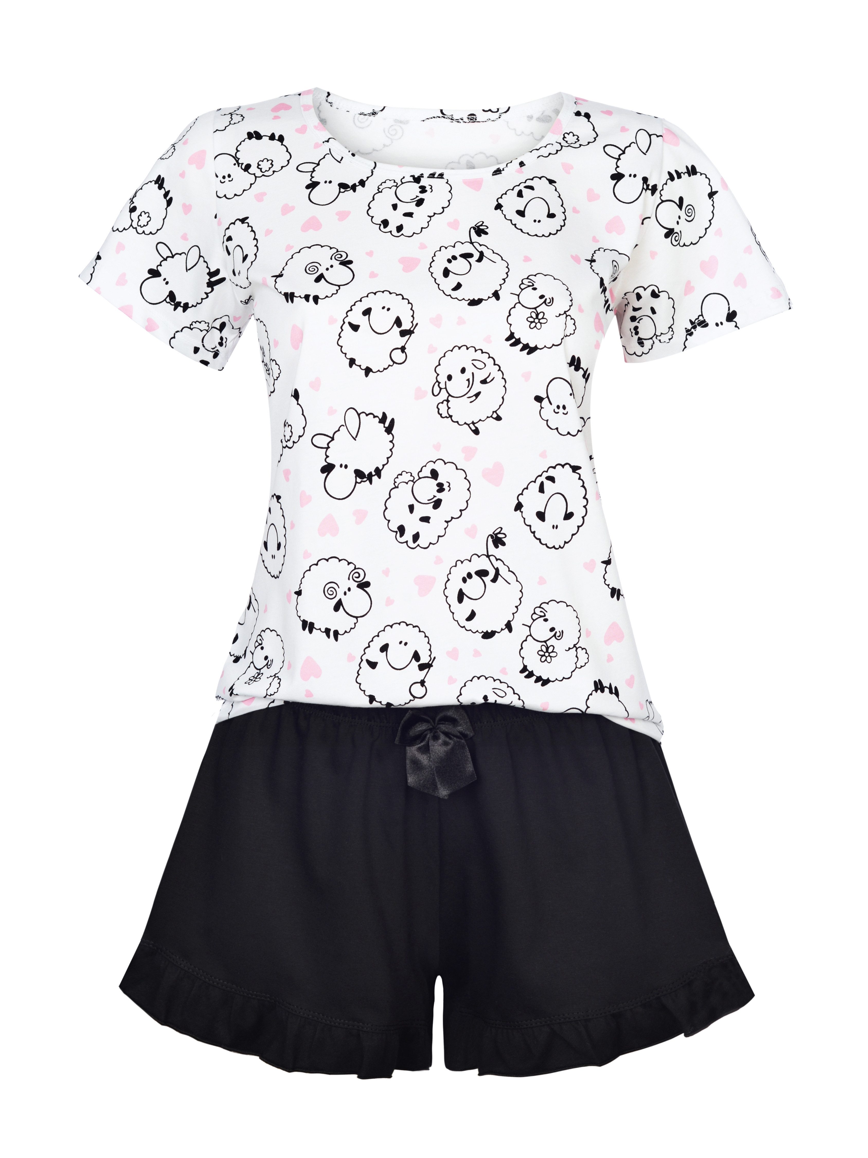 Donna Shorty Schlafanzug kurz mit charmanten Animal-Druck (2 tlg) Alloverdruck, reine Baumwolle