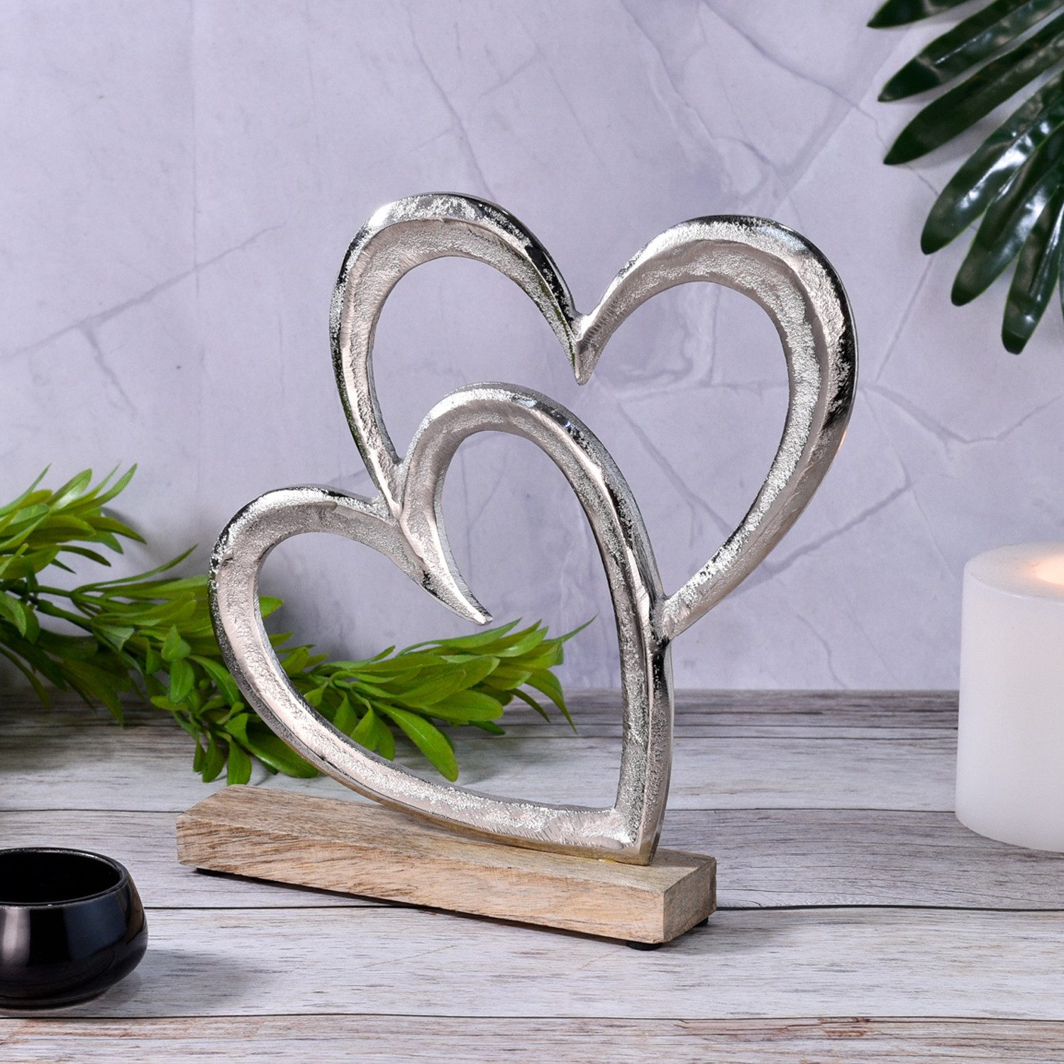 Marrakesch Orient & Mediterran Interior Dekoobjekt Herz Dekoaufsteller Dekoobjekt Silber Amour -8-, Handarbeit