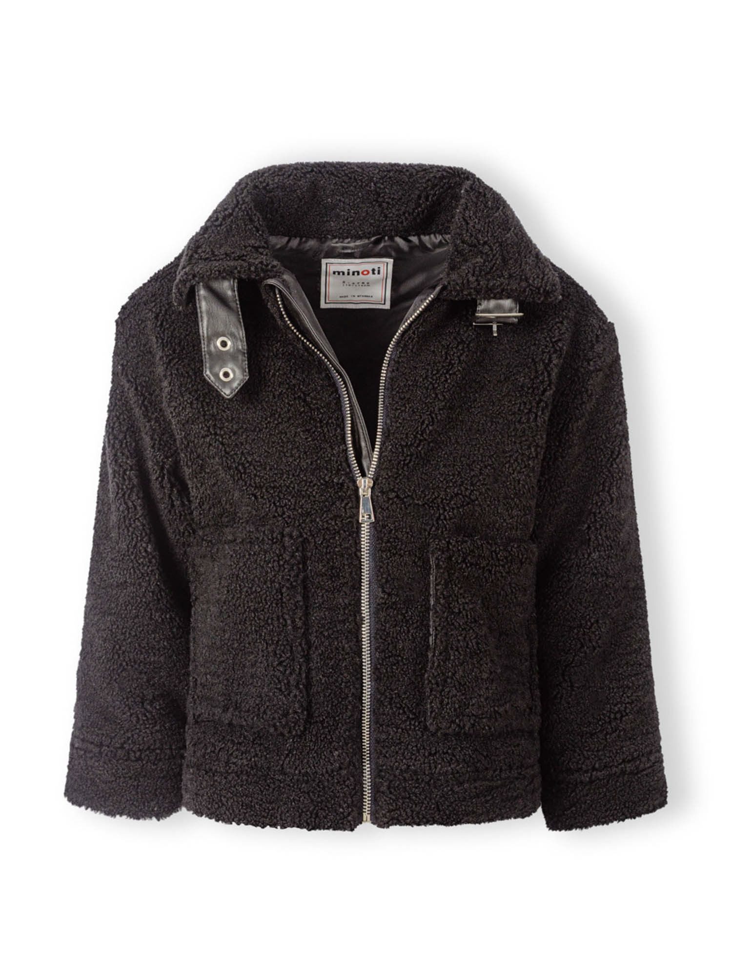MINOTI Fleecejacke Borg Übergangsjacke mit Reißverschluss und Taschen (2–14y) schnelltrocknend, kuschelig