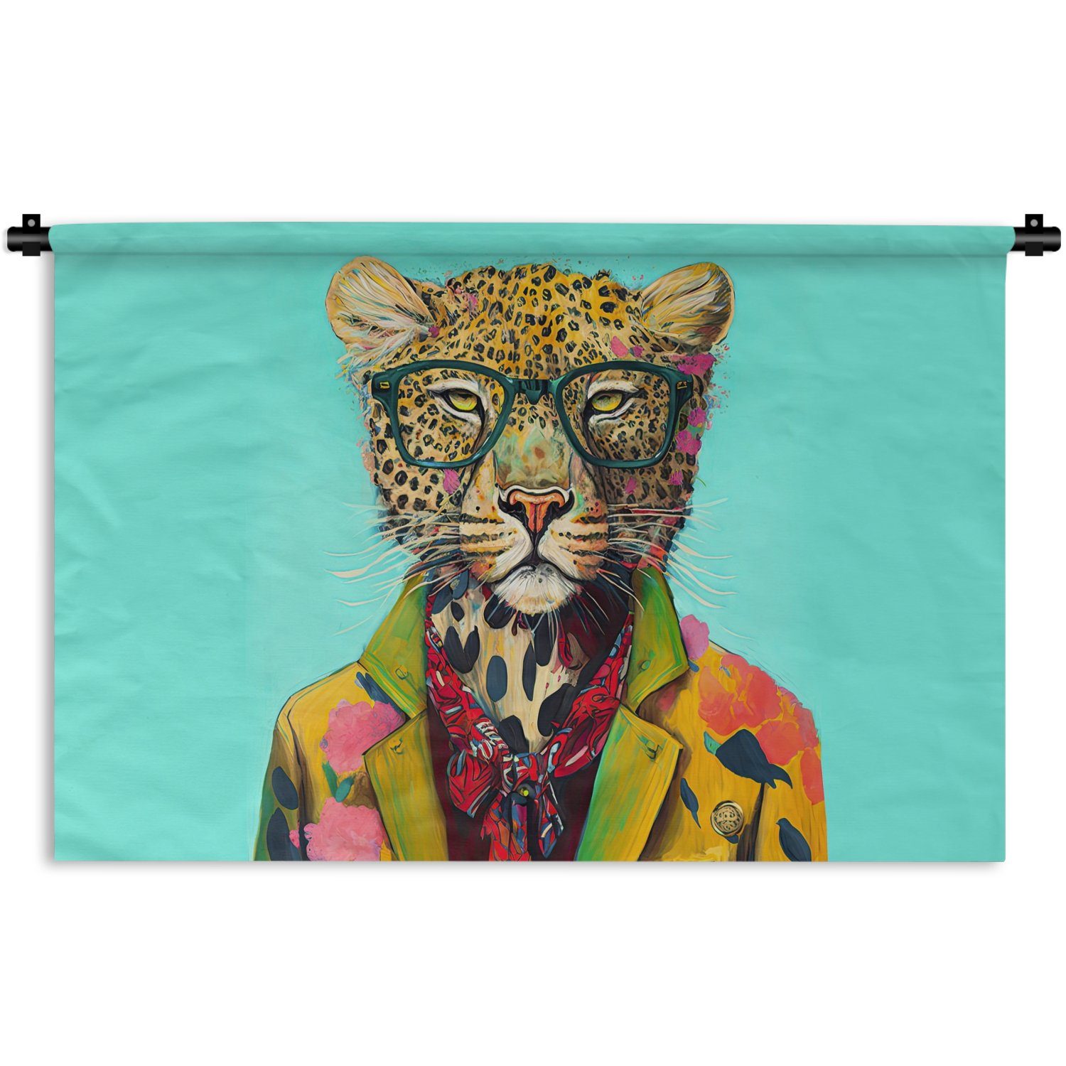 MuchoWow Wanddekoobjekt Tier Leopard Schlafzimmer, Kleid, Wandbehang, - Kinderzimmer Brille - Wohnzimmer, Wanddeko - für Design, - Schleife
