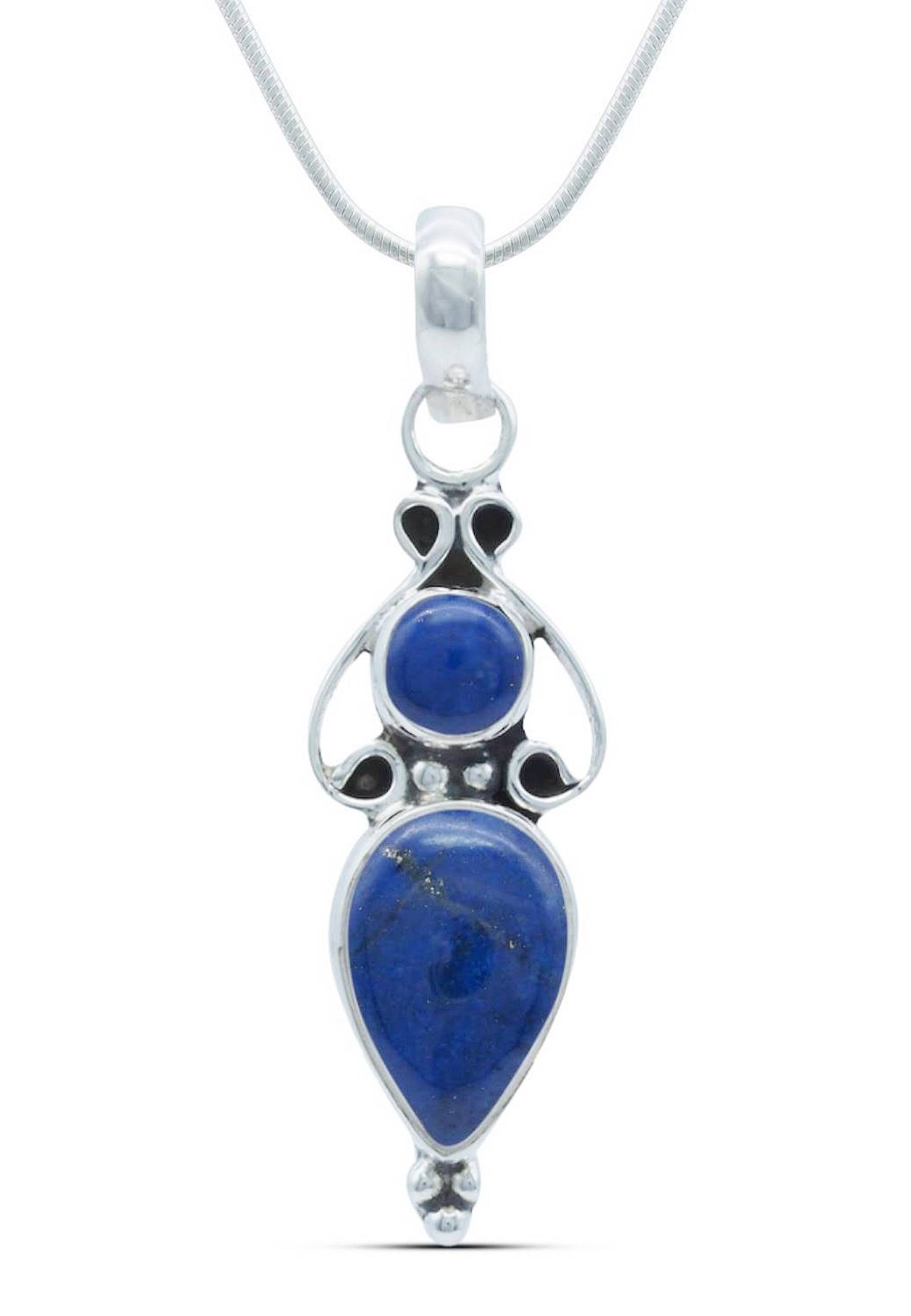 mantraroma Kette mit SilbermitLapis Anhänger 925er Lazuli