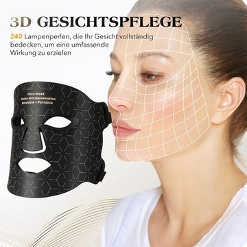 LETGOSPT Kosmetikbehandlungsgerät LED Gesichtsmaske, Mit 4 Farben Licht 3 Zahnrad Hellwellen, Set, LED Licht Gesichtsgerät für die Hautpflege