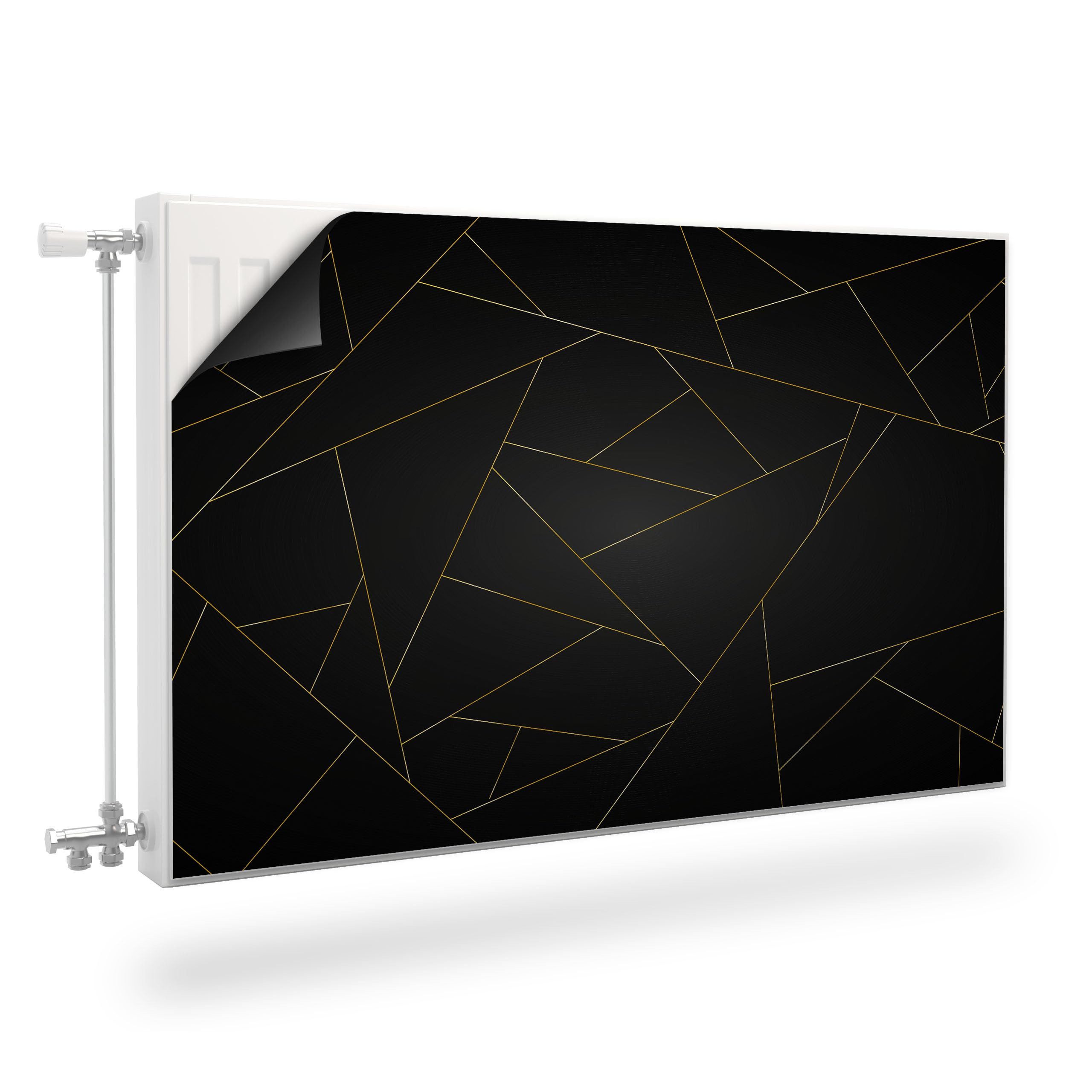 Muralo Magnetfolie Heizkörperverkleidung Muster – Heizkörperabdeckung magnetisch, Abstrakte schwarze Dreiecke – 80x60 cm, abriebfest, abwischbar