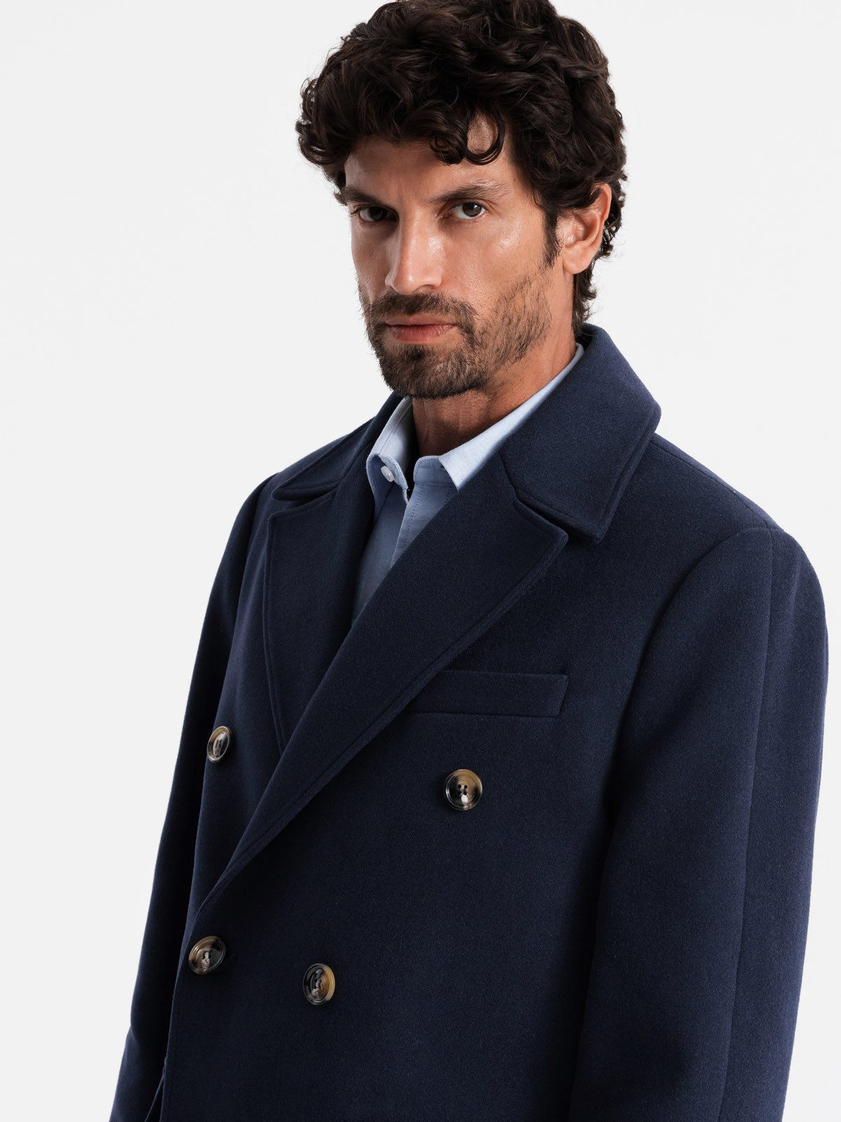 OMBRE Langmantel Zweireihiger Herrenmantel mit Zierknöpfen günstig online kaufen