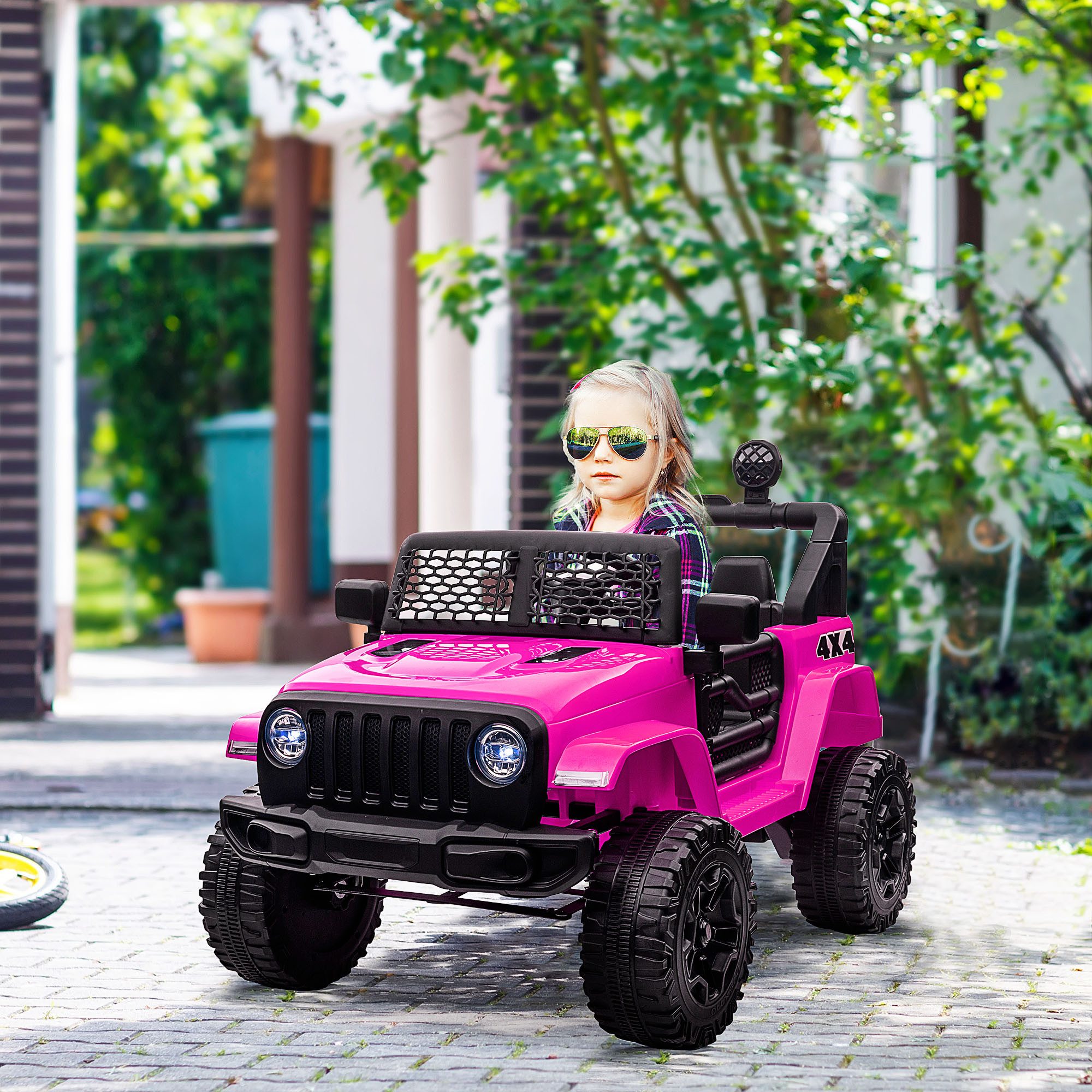 HOMCOM Elektro-Kinderauto 12V Elektroauto mit 2,4G Fernbedienung 2x35W Motor Kinderfahrzeug, Belastbarkeit 30 kg, (1-tlg), für Kinder von 3-6 Jahren, Rosa