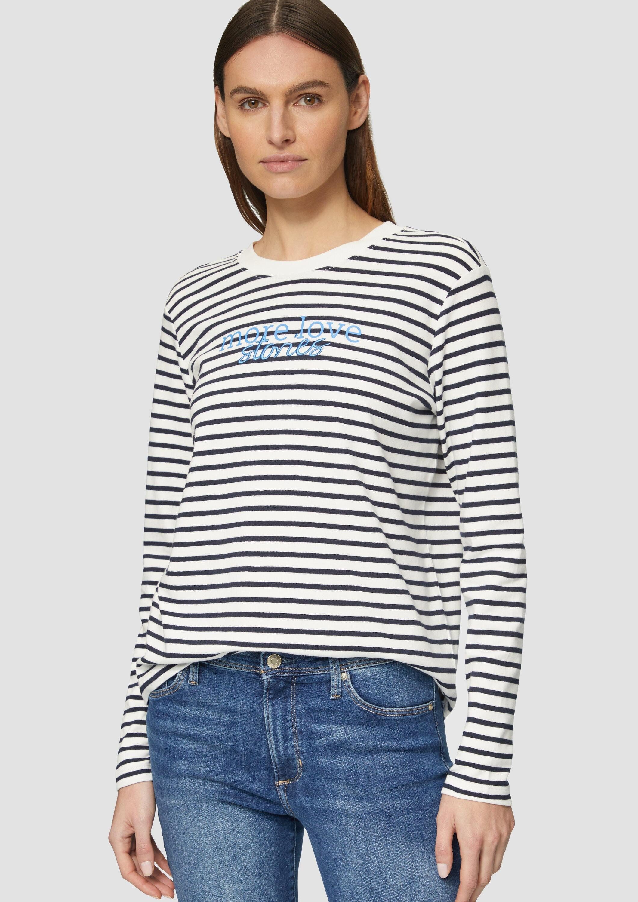s.Oliver Langarmshirt T-Shirt Gestreiftes Langarmshirt im Relaxed Fit mit A günstig online kaufen