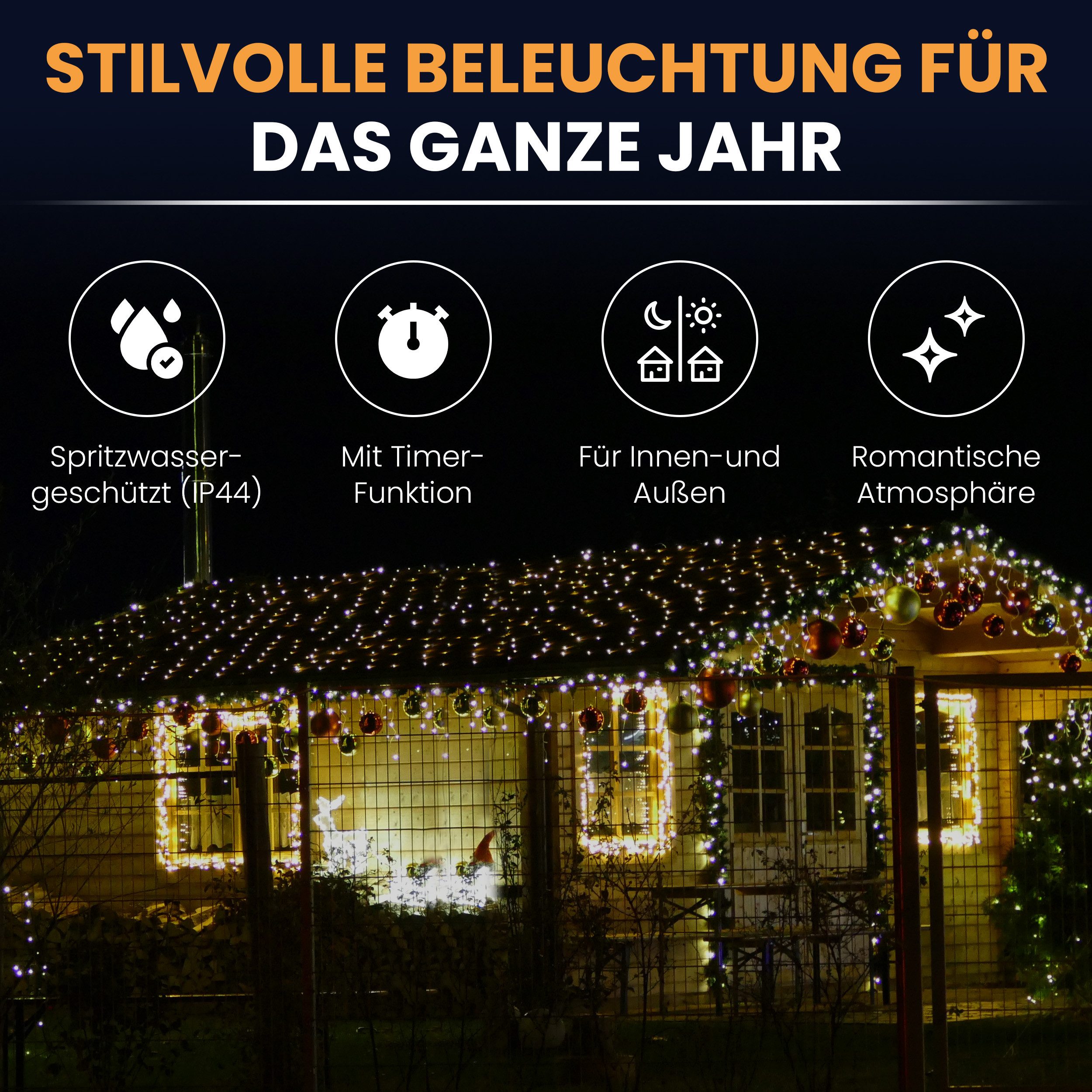 Gartenpirat LED-Lichternetz mit Kabel LED-Beleuchtung Lichterkette günstig online kaufen