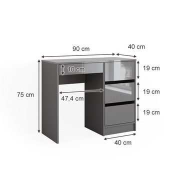 Vicco Schminktisch Frisierkommode Sherry klein Grau Hochglanz