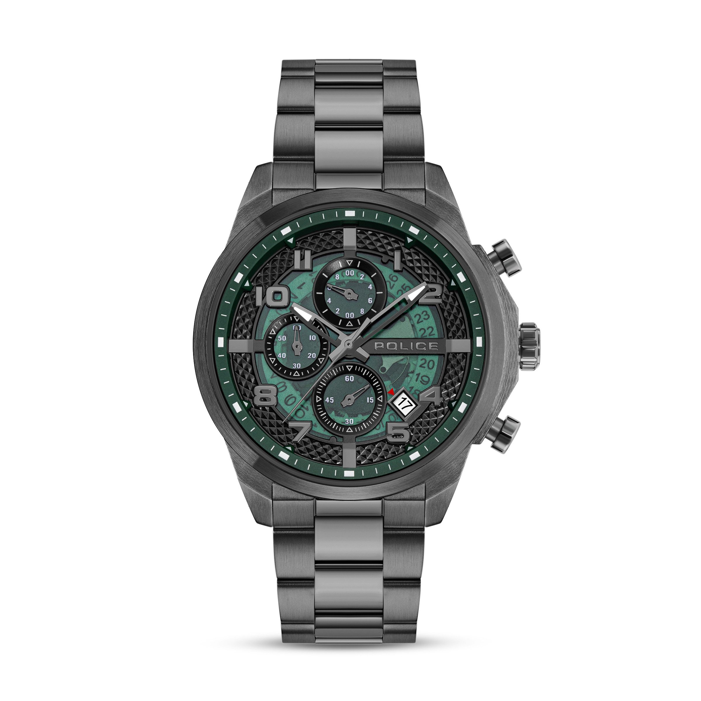 Police Chronograph Soul Set PEWGK0053903-SET, (Set, 2-tlg., mit Armband), Quarzuhr, Armbanduhr, Herrenuhr, Edelstahlarmband