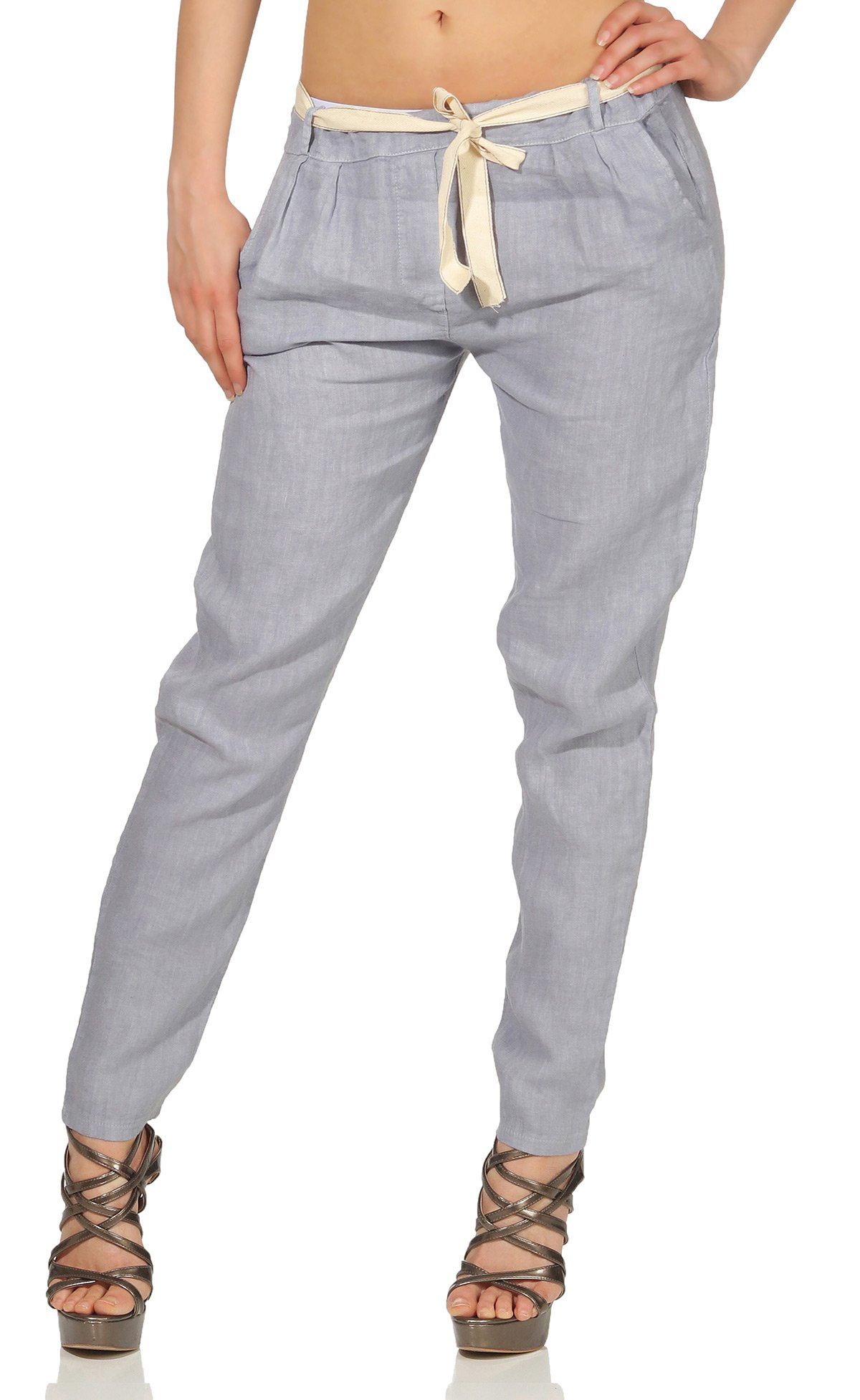 Mississhop Leinenhose Damen Leinenhose lockere Freizeithose günstig online kaufen