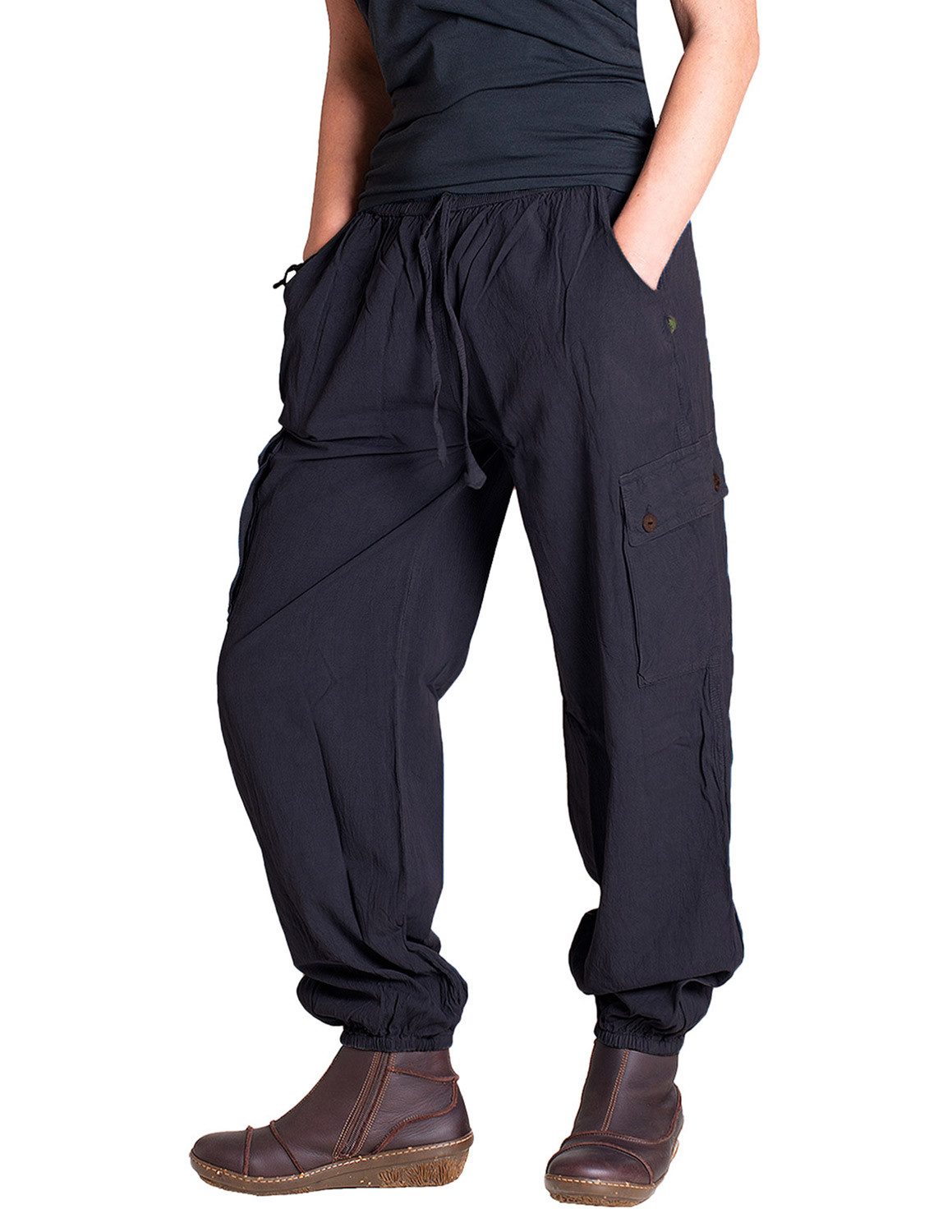 Vishes Cargohose Bequeme Unisex Freizeithose mit Gummibund und Taschen Alternative Bekleidung, Ethno, Hippie, Retro Style