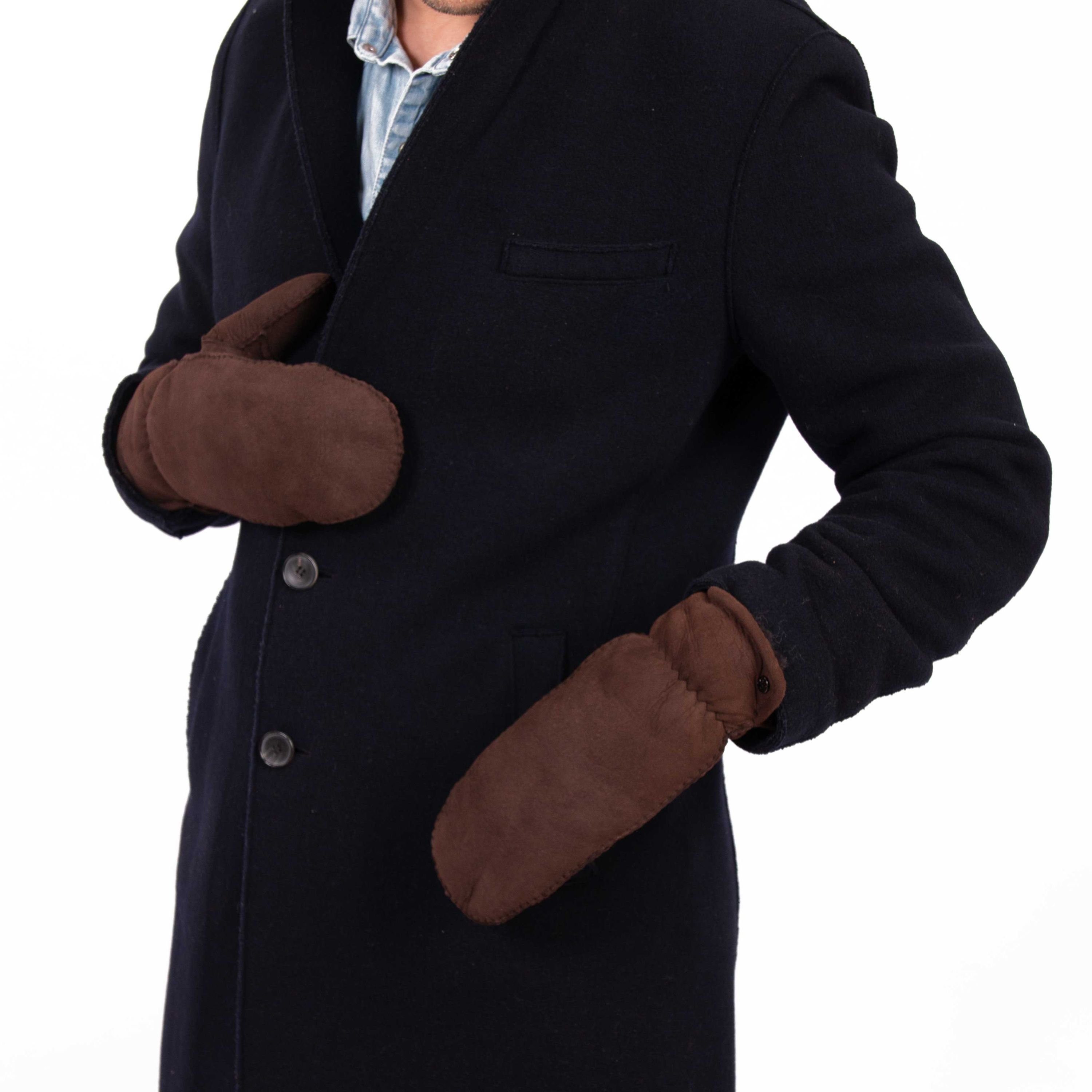 Hand Gewand by Weikert Lederhandschuhe LEON - Sportliche Fäustlinge aus spanischem Merino-Lammfell