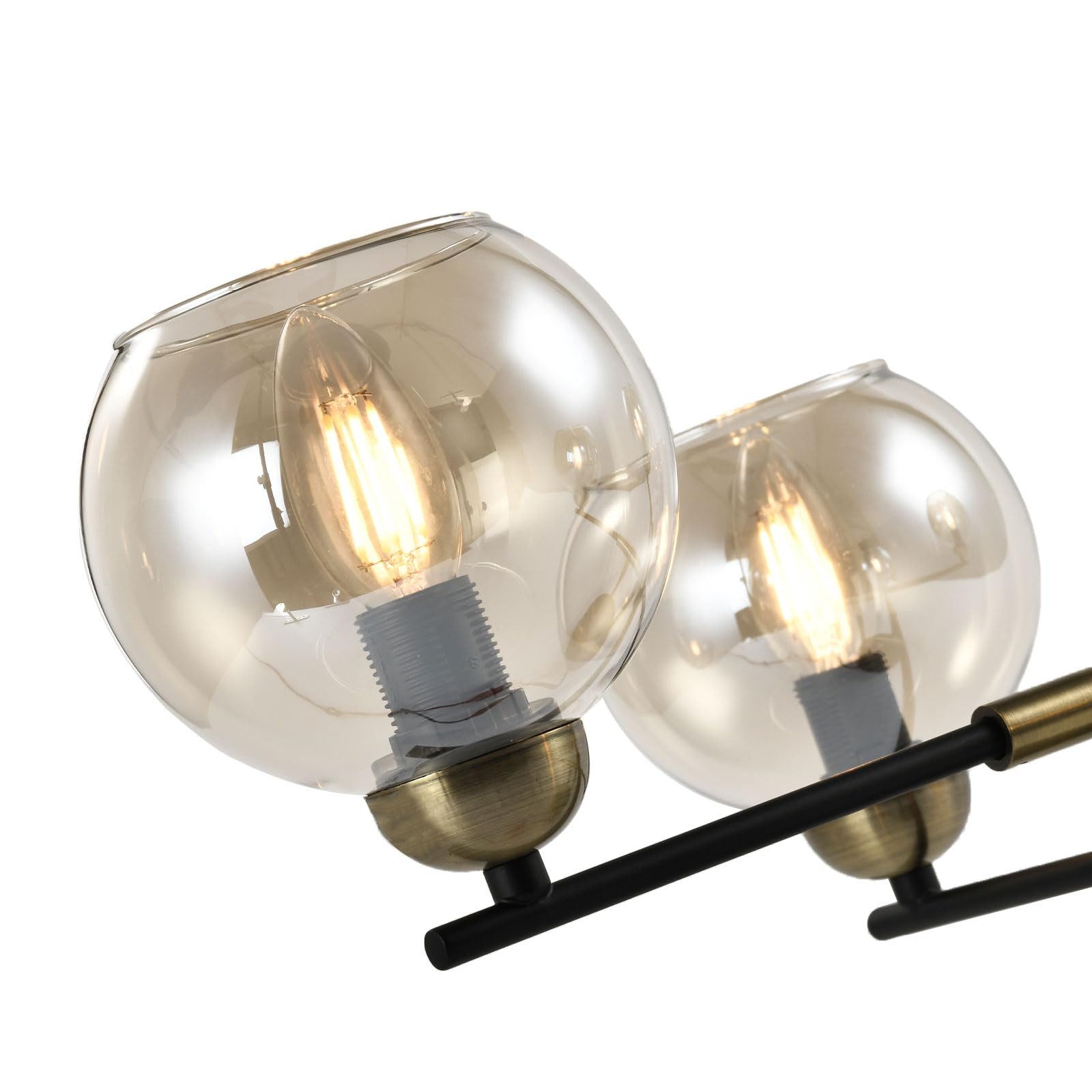 LQWELL Kronleuchter Modern Kugelglas Lampenschirm Chandelier E14 Schlafzimmerlampe, Keine Glühbirne, 4 Flammige, Minimalistische Industrie Pendellampe Vintage Hängelampe, Wohnraumbeleuchtung, für Wohnzimmer Schlafzimmer Küche
