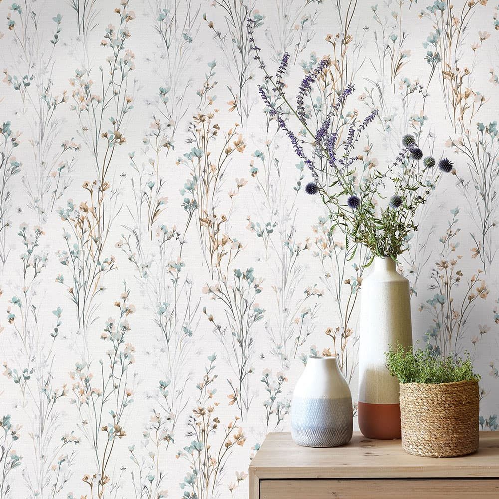 Erismann Vliestapete Blumen Floral Aquarelloptik Weiß Blau Beige 10561-35 Forest Dreams