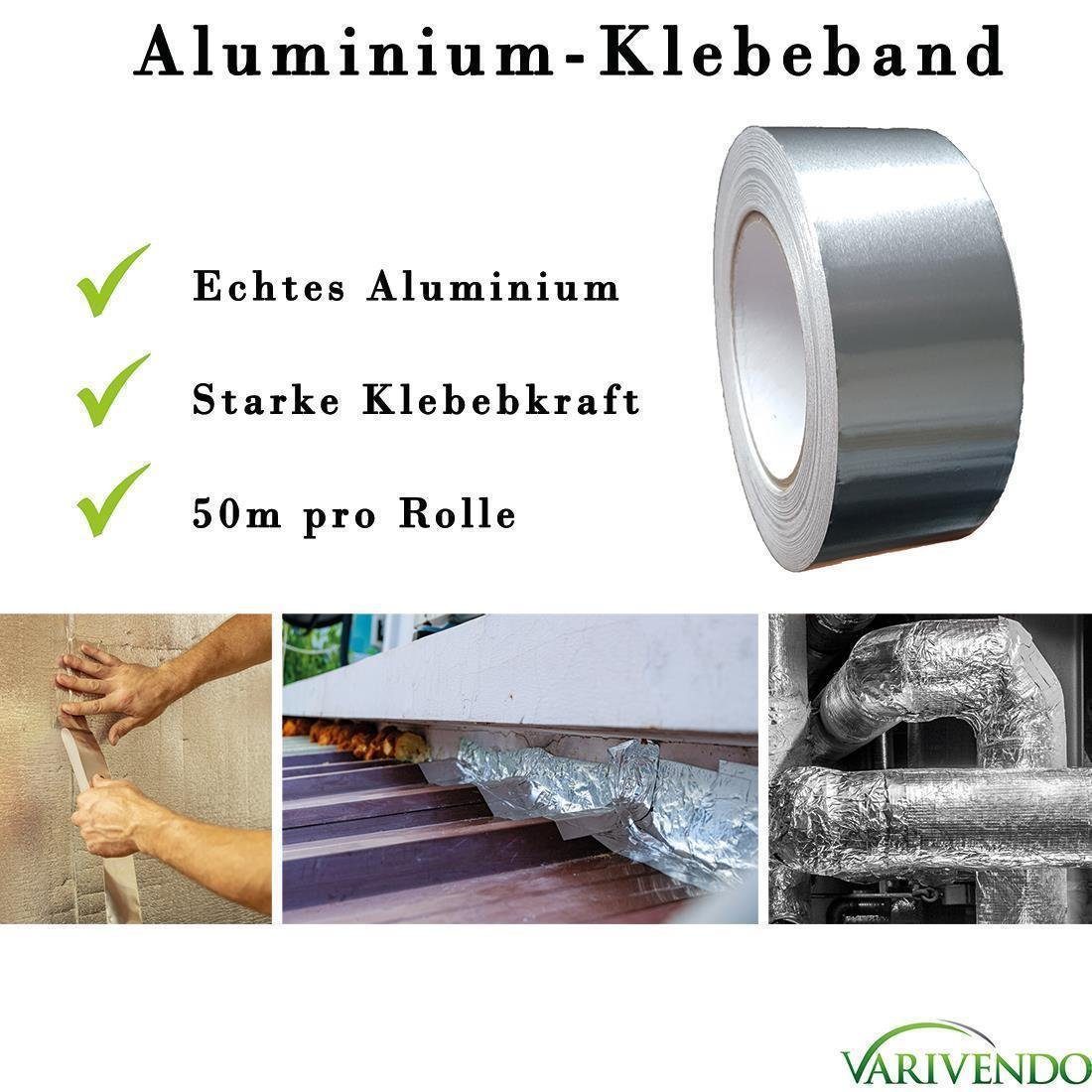 varivendo Dampfsperrklebeband Aluminium Klebeband 75 mm x 50 m (Rolle, 1-St., Aluminium Klebeband) Aluminiumklebeband Aluklebeband Aluminium-Klebeband