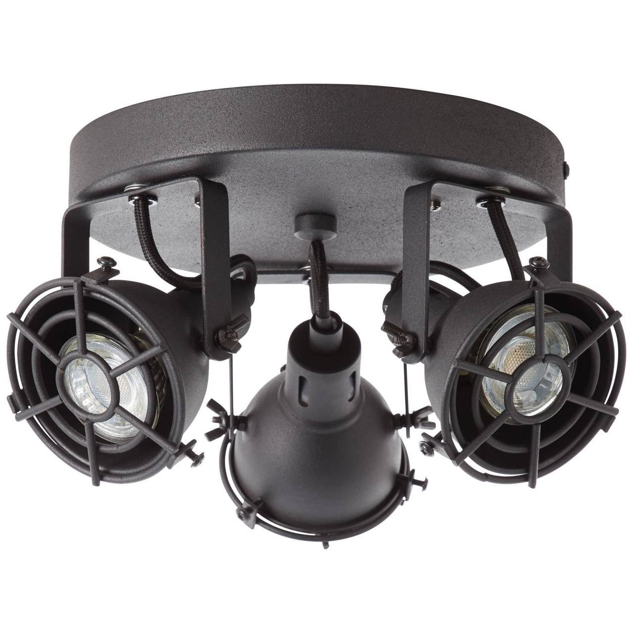 3x Lampe Deckenleuchte Brilliant LED-PAR51, Jesper, korund Jesper schwarz 3flg LED 3000K, GU10 Spotrondell