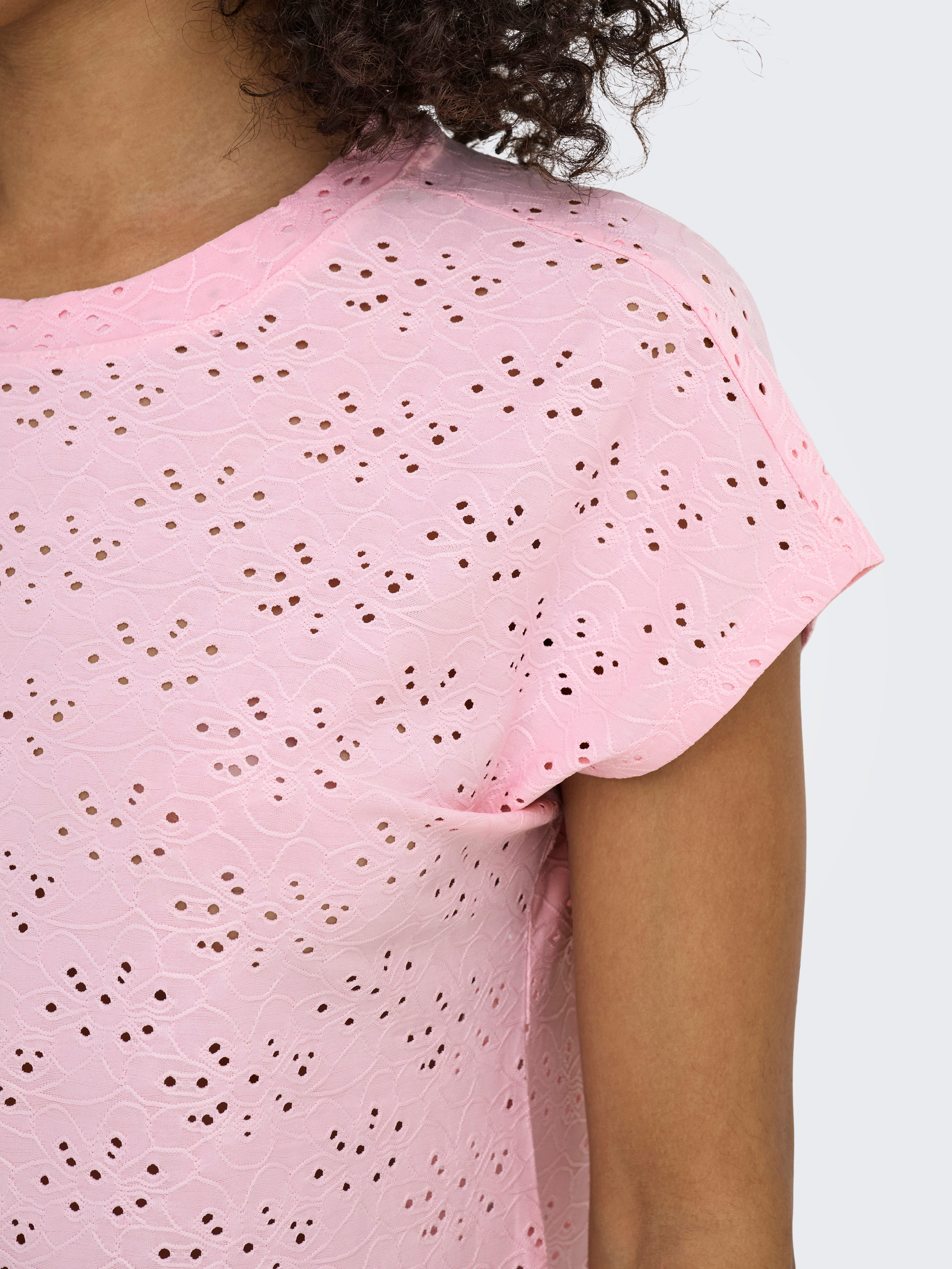 ONLY Kurzarmshirt ONLSMILLA LIFE S/S TOP JRS NOOS regular fit, modisch, Single Jersey, Materialmix, Rundhals