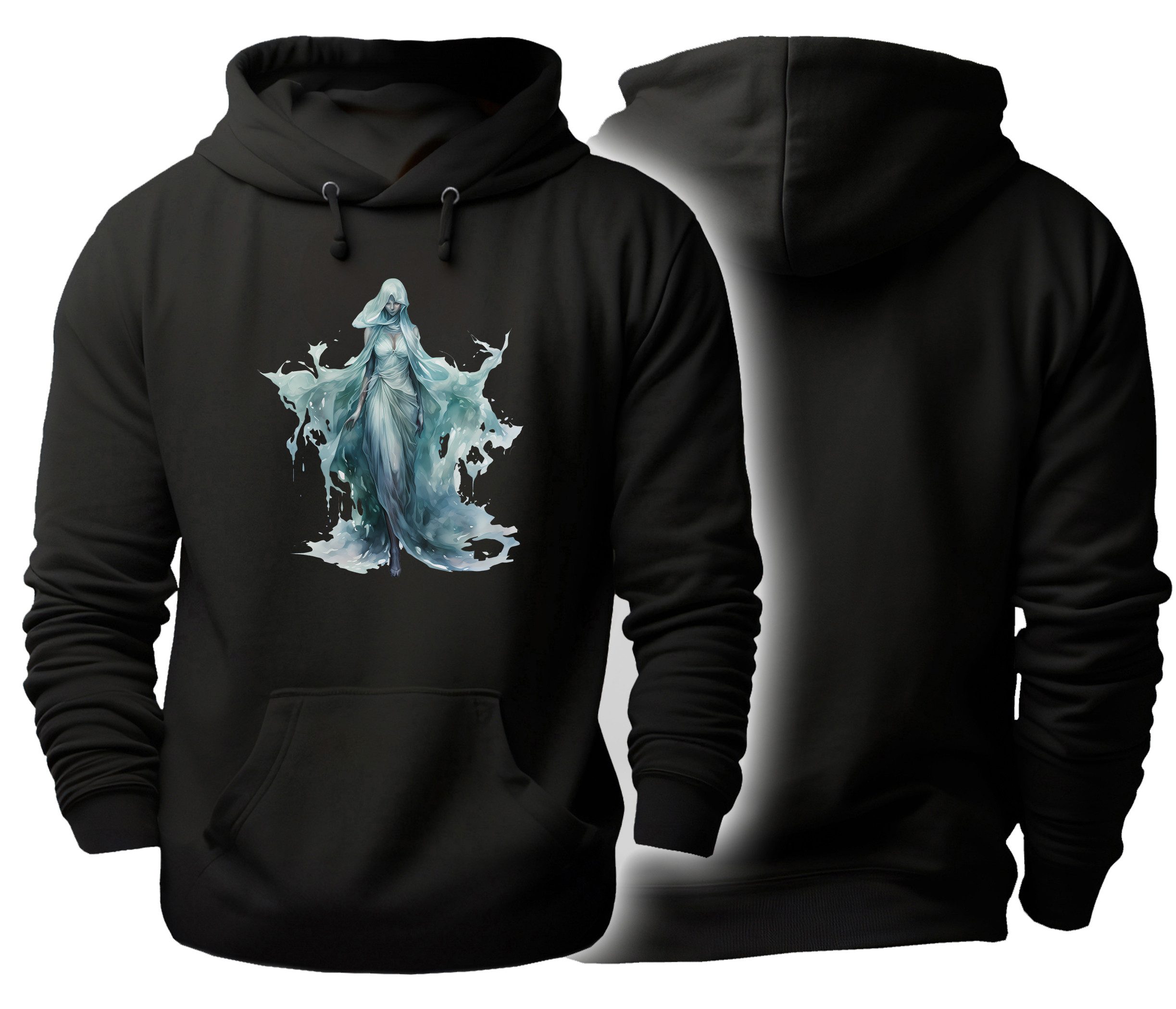 MyDesign24 Hoodie Mystischer Kapuzen Pulli - geheimnisvolle Frauengestalt Herren und Damen Kapuzensweater - Fantasy Hoodie i373