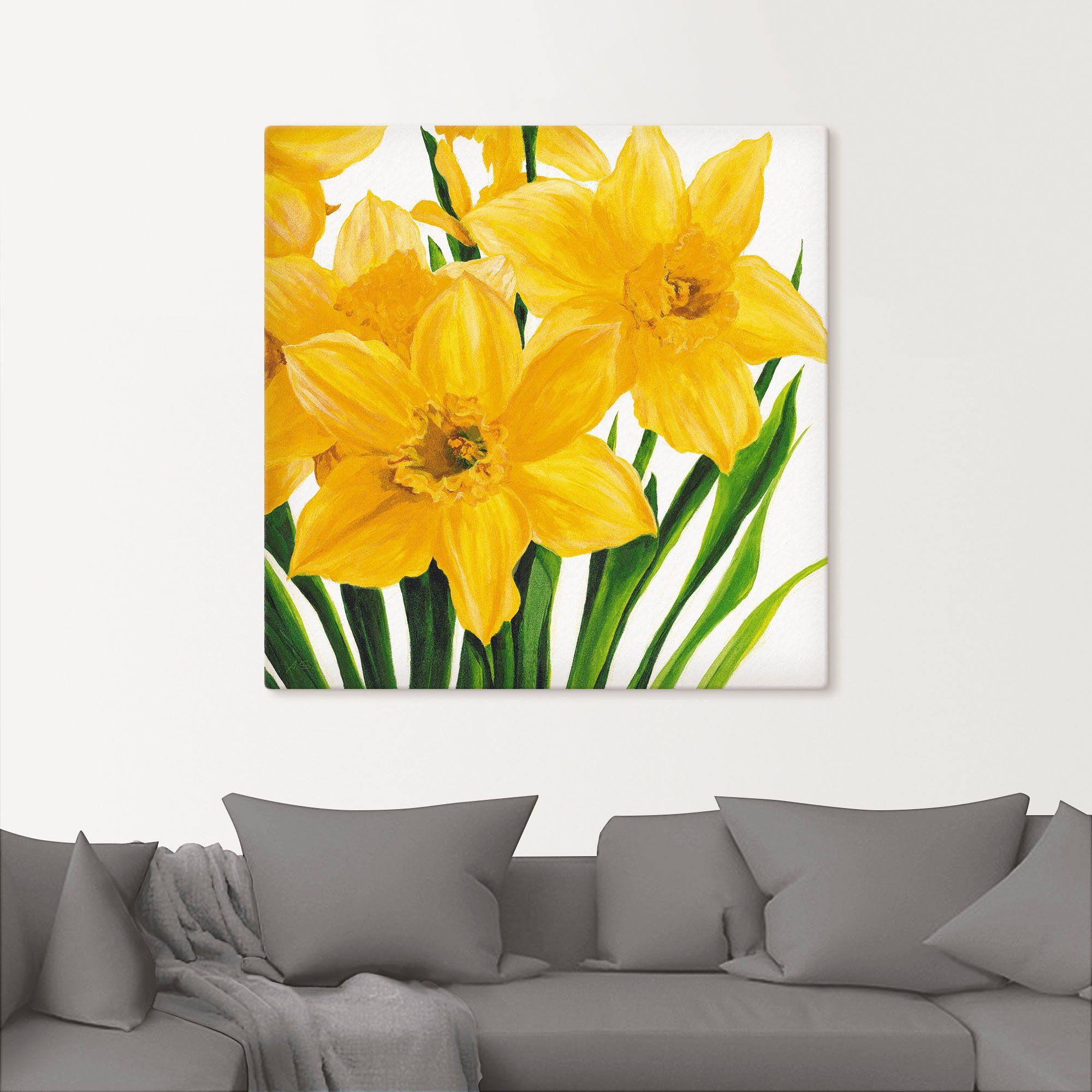 Artland Leinwandbild Gelbe Narzissen, Blumen (1 St), auf Holzrahmen gespannt