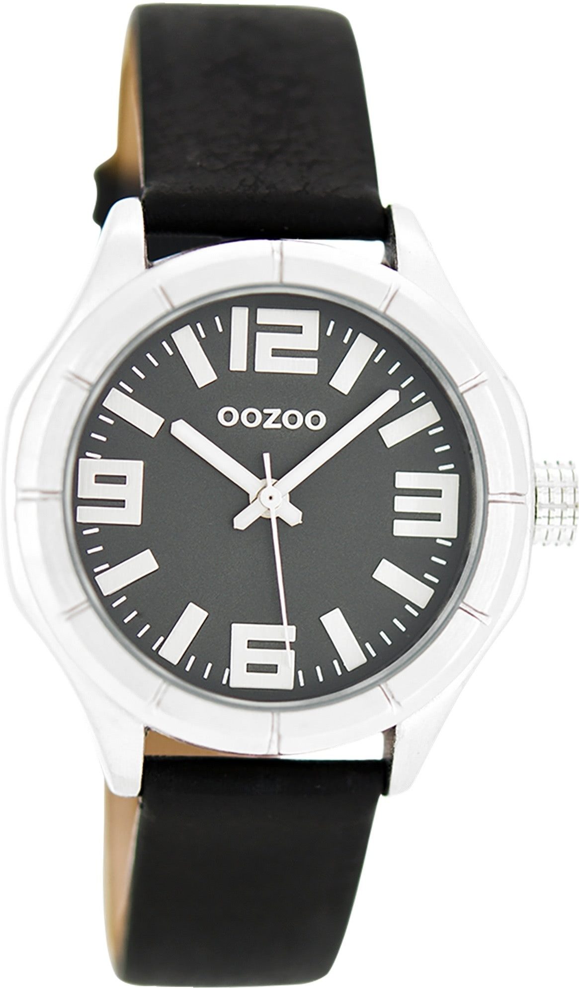 OOZOO Quarzuhr Oozoo Damen Armbanduhr schwarz Analog, (Analoguhr), Damenuhr rund, mittel (ca. 35mm) Lederarmband, Casual-Style