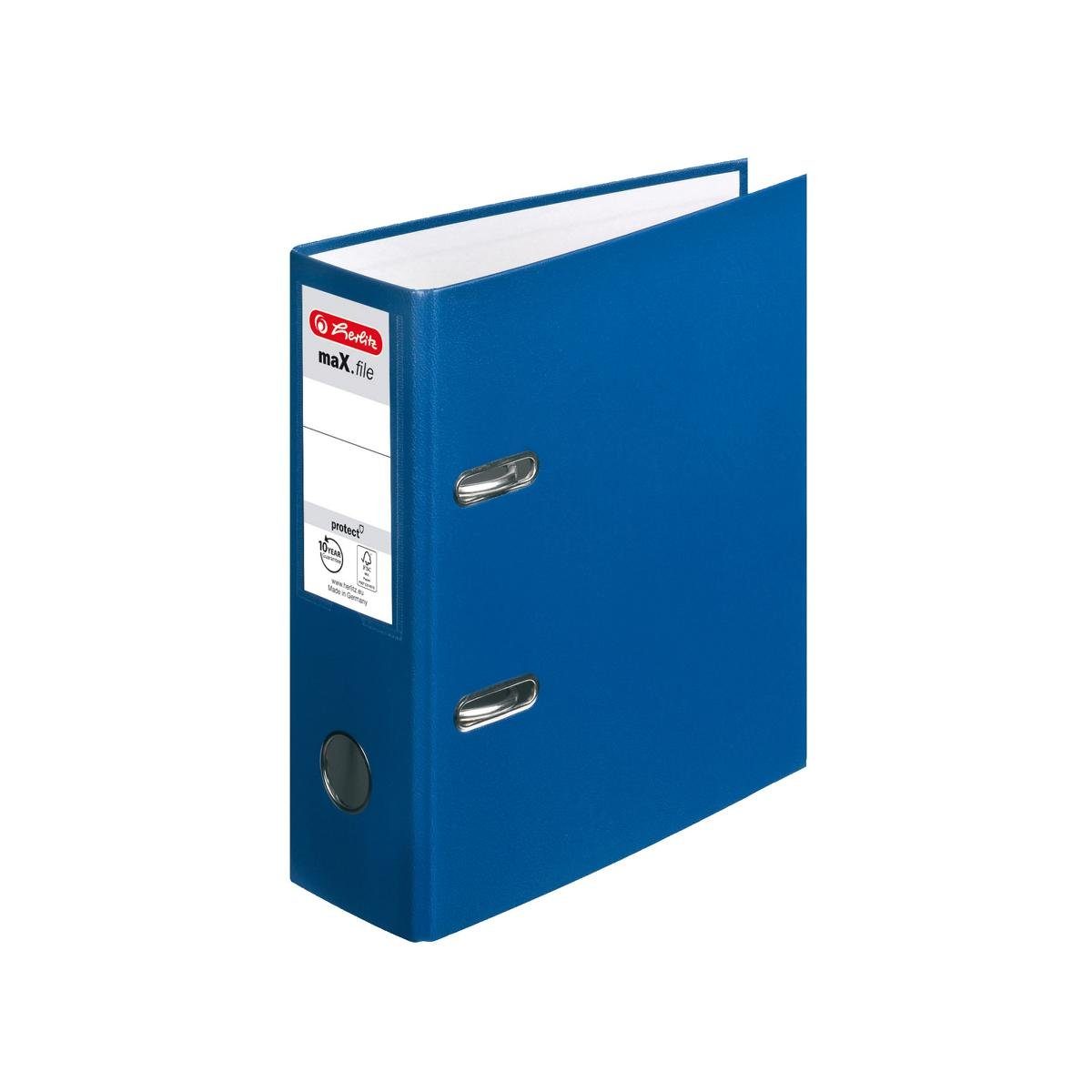 Herlitz Aktenordner Herlitz Ordner + 50 Prospekthüllen / DIN A5 / 80mm breit / Farbe: blau