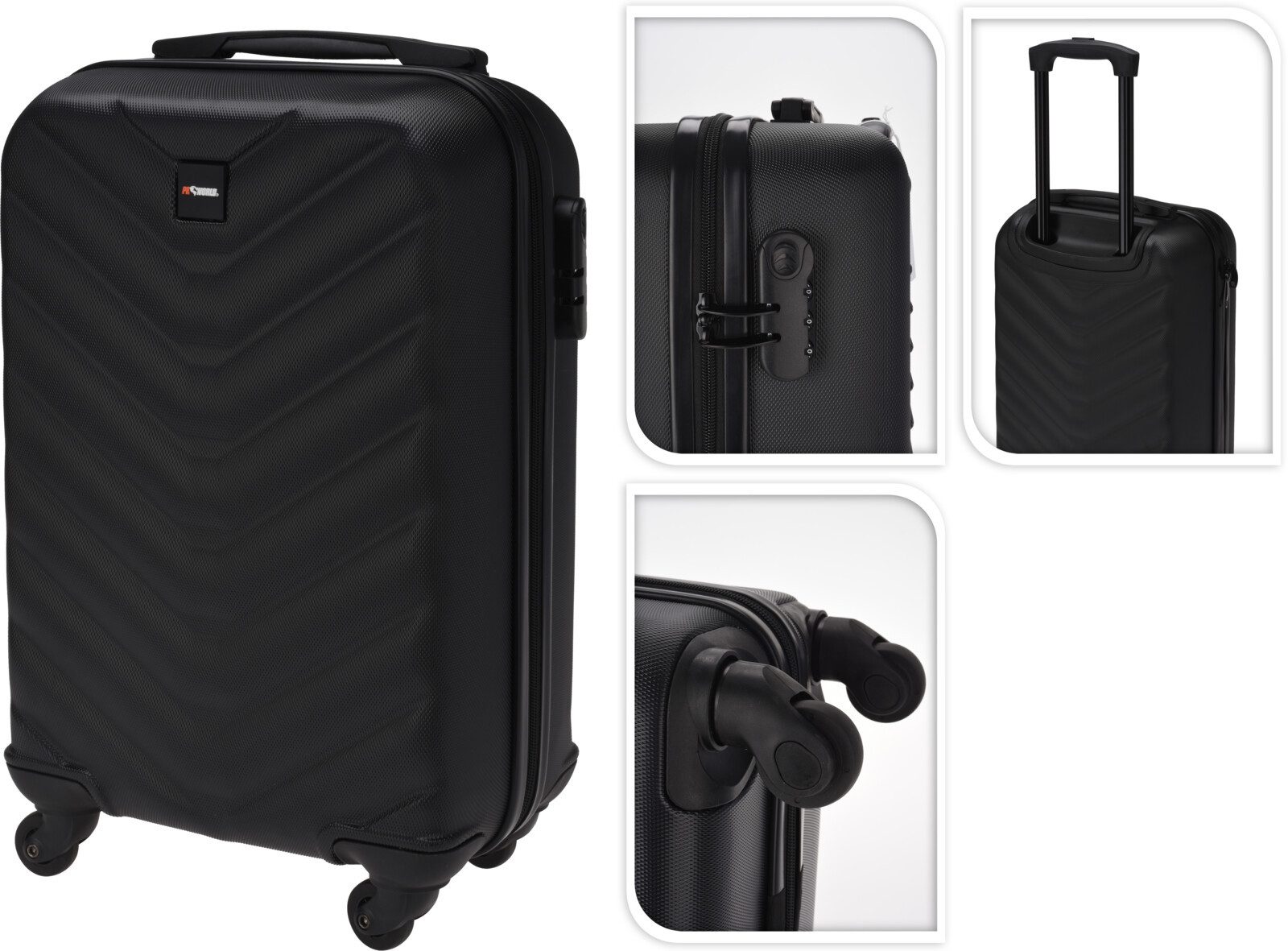 Koopman Hartschalen-Trolley Reisekoffer Reisetrolley Rollkoffer Rolltrolley 28L 53x33x20cm, Hartschale, Schwarz, Handgepäck, Teleskopgriff, Robust