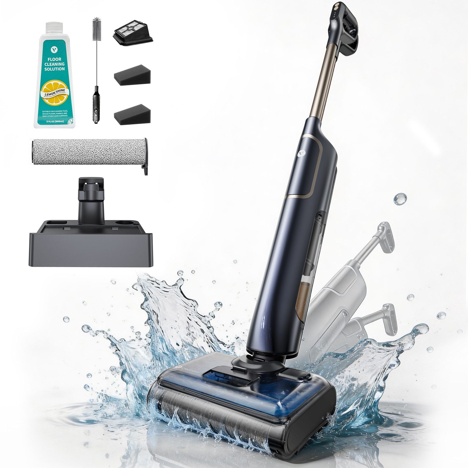 Vactidy Nass-Trocken-Akkusauger Vactidy X7 Series,180° Neigung,3 in 1,Selbstreinigung, 250 W, beutellos, 0 mm Kantenanpresssystem,Anti-Tangle-Technologie