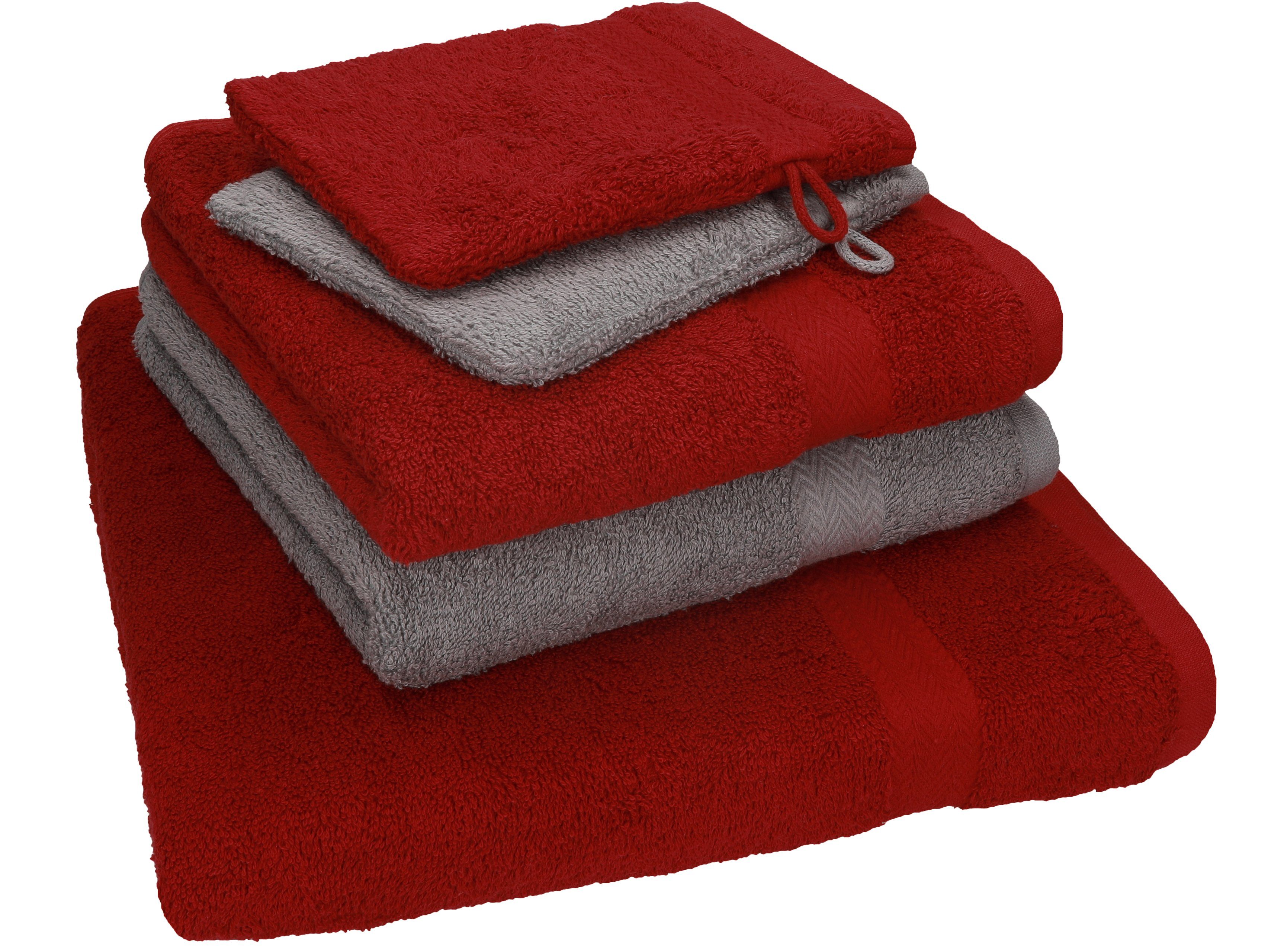 5 Single 2 Betz Handtücher 2 100% Pack Set TLG. Baumwolle, Handtuch Set Baumwolle (5-tlg) Waschhandschuhe, rubinrot Duschtuch 1 Betz Handtuch