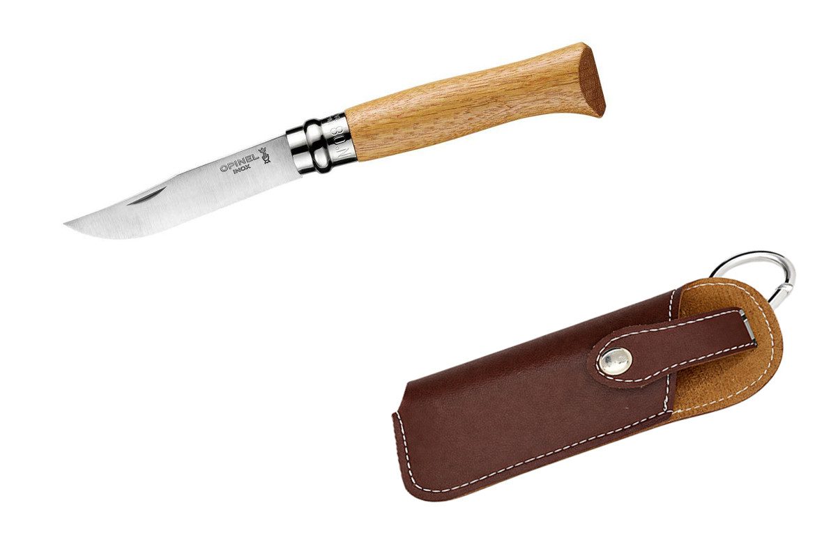 Opinel Taschenmesser Opinel No.08 Eichenholz Taschenmesser inkl. Etui, (Opinel No 08, Eichenholz inkl. Etui)