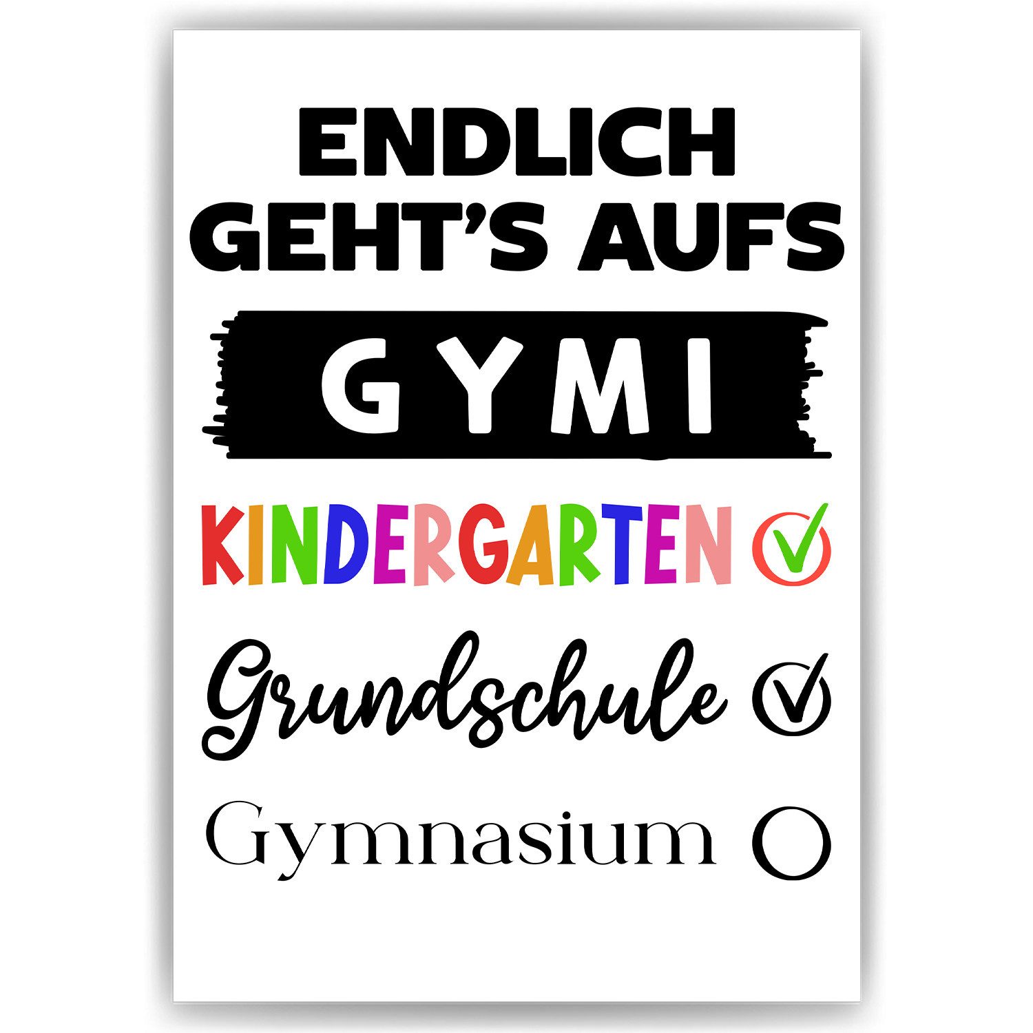 Tigerlino Плакат Grundschulabschluss Geschenk Gymnasium Einschulung 5. Klasse