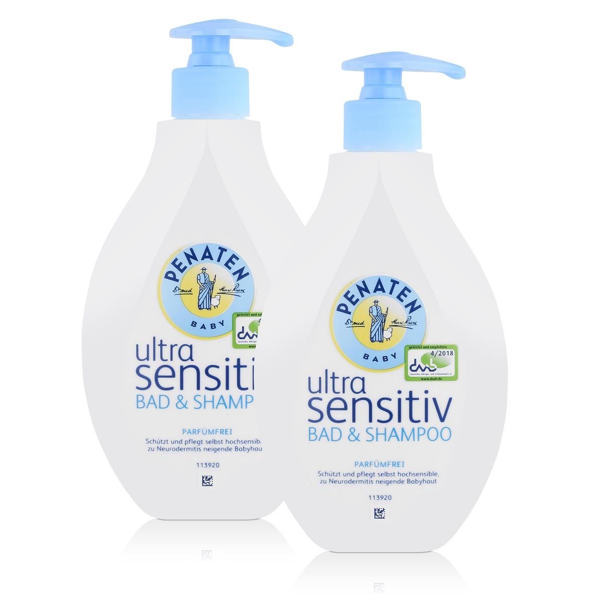 Babypflege-Set Penaten Baby ultra sensitiv Bad & Shampoo 400ml - Parfümfrei (2er Pack