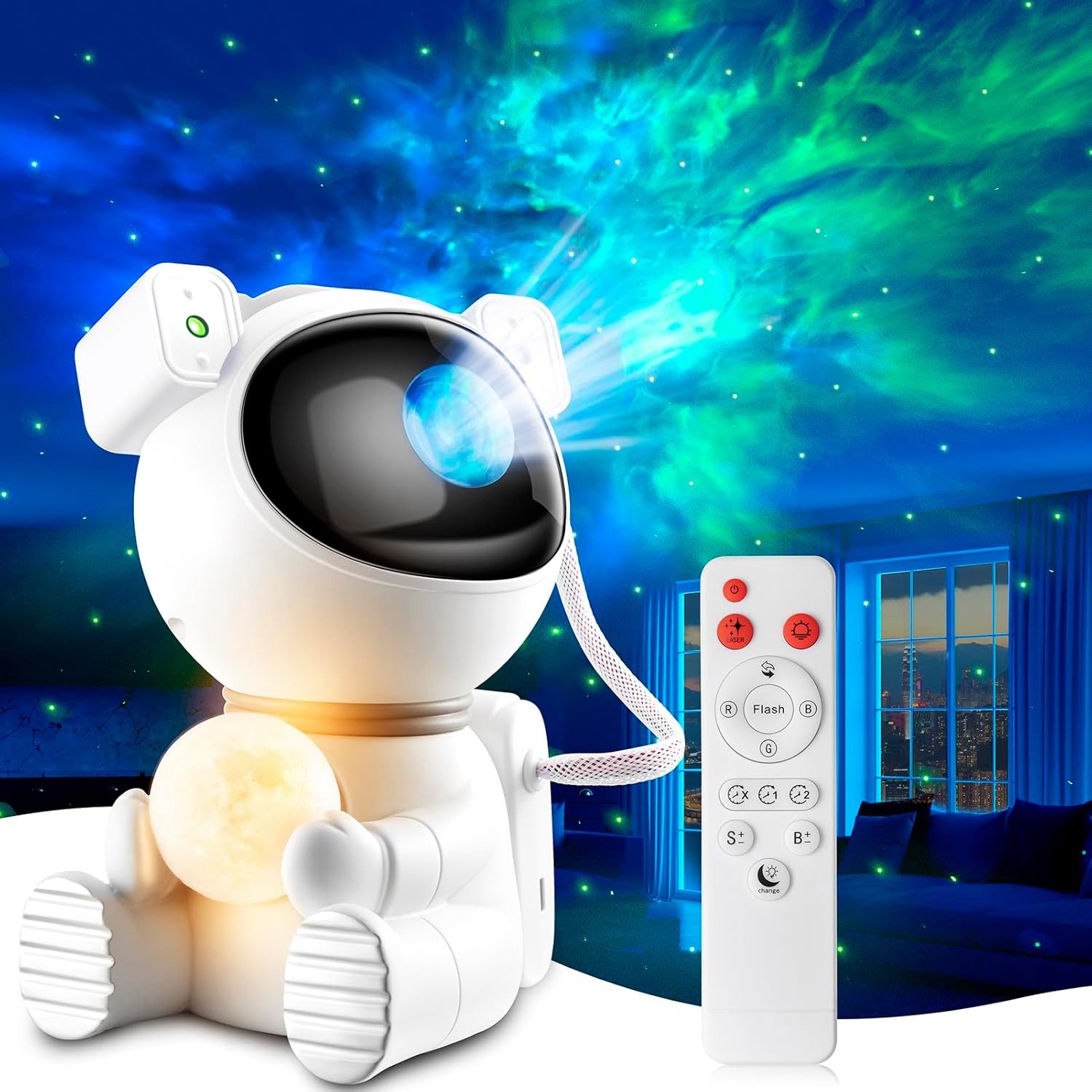 ANYSUN LED Nachtlicht LED Sternenhimmel, Galaxy Projektor Lampe,360°drehbar, Nebula, LED fest integriert, Astronaut Projektor Galaxy Nachtlicht mit Nebula, Timer, Fernbedienung