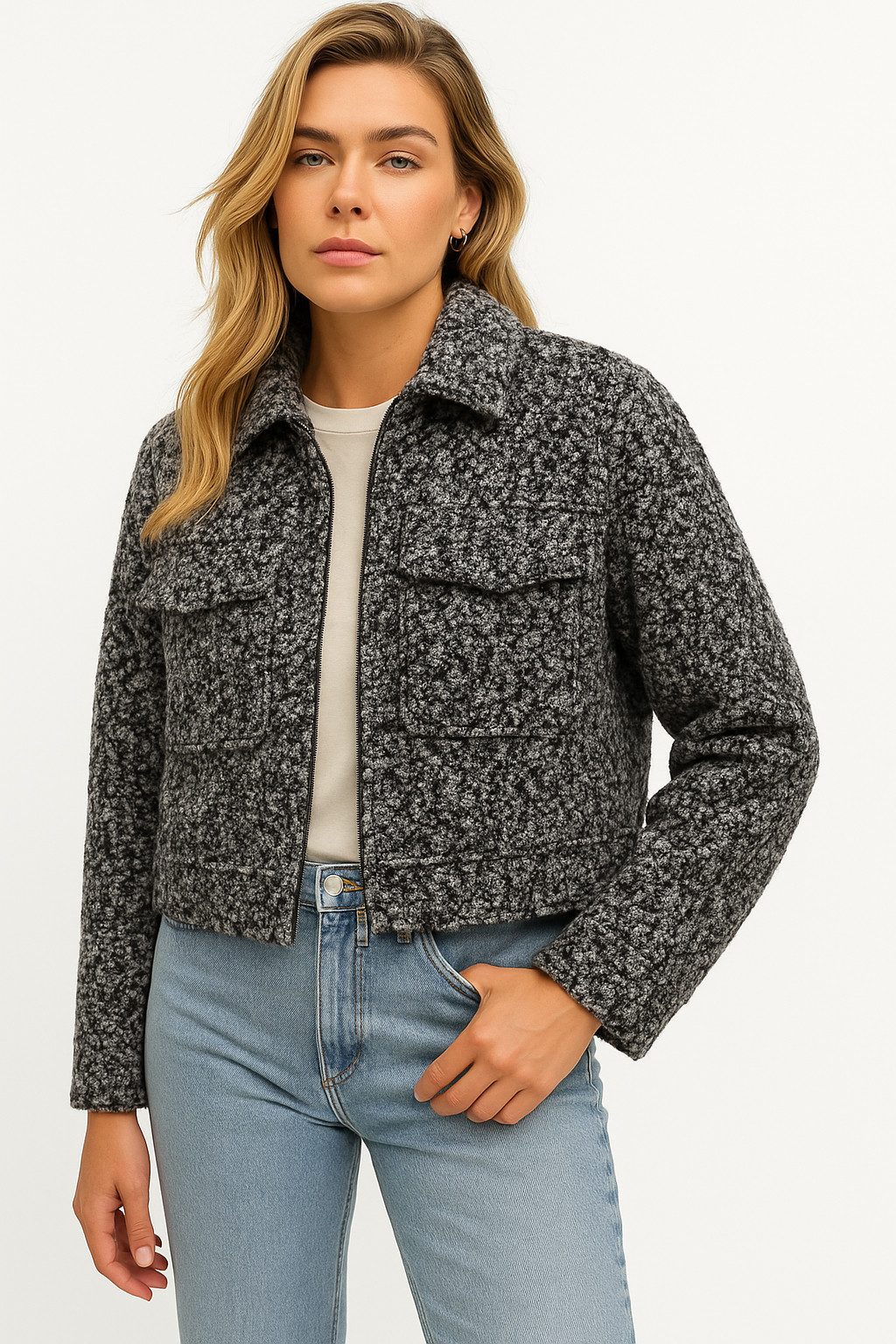 Worldclassca Fellimitatjacke Worldclassca Bomberjacke Zip Trench Teddy Jacke Übergangsjacke Blouson Neue Kollektion - Stilvolle und gemütliche Mode für Damen