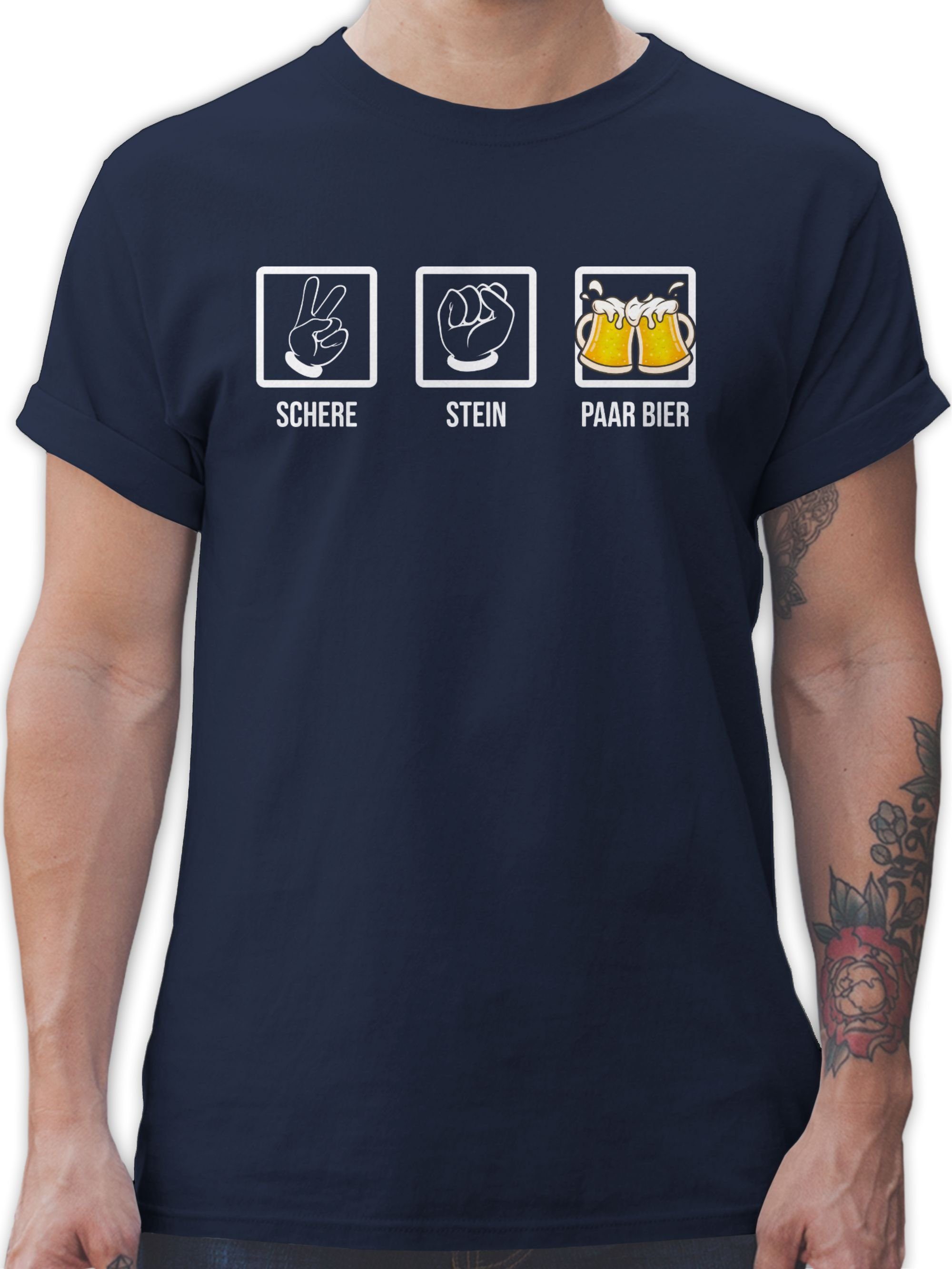 T-Shirt Betrinken Navy Lustiges Stein für Hopfe Blau Shirtracer Geschenk Bierliebhaber Schere Vatertag Saufen - Bier Papa Paar 02