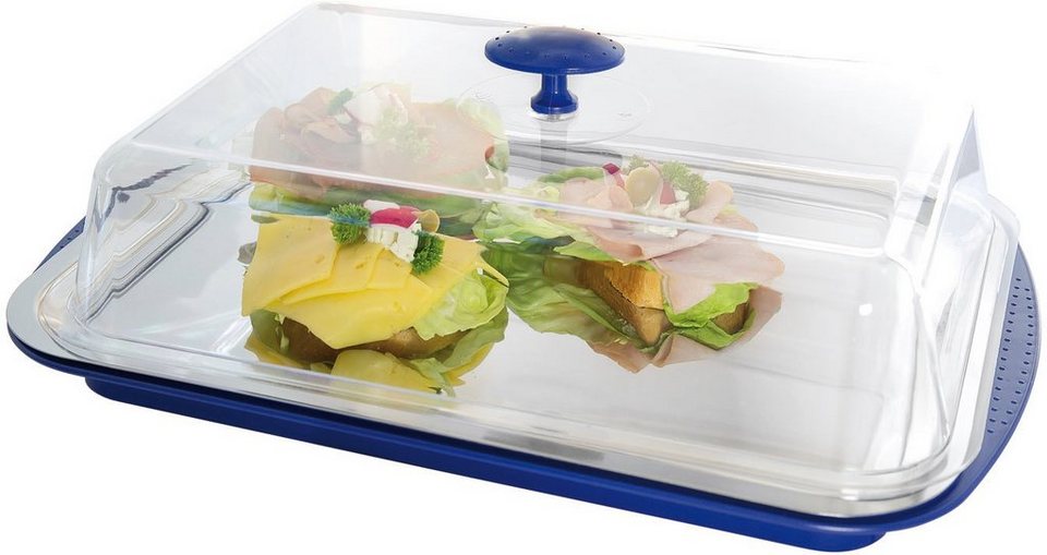 APS Tortenplatte, Edelstahl, Kunststoff, Kühlfunktion durch 2 Kühlakkus,  Inklusive 2 Kühlakkus die sich unter dem Edelstahl-Tabellt befinden