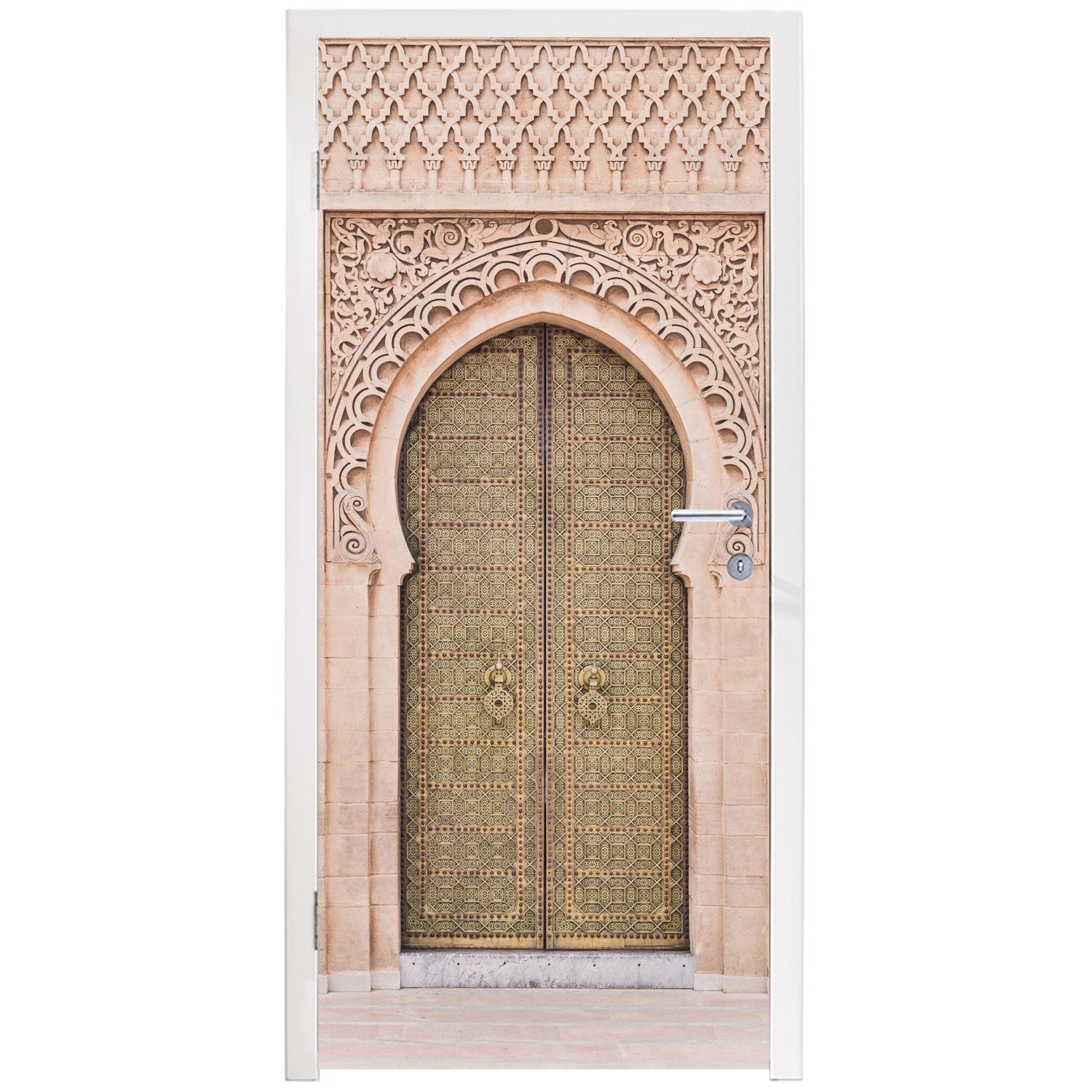 Fototapete Tor, MuchoWow Türaufkleber, bedruckt, Tür Matt, - Türtapete 75x205 Marokkanische für Rosa Kunst - St), - Tür, cm (1
