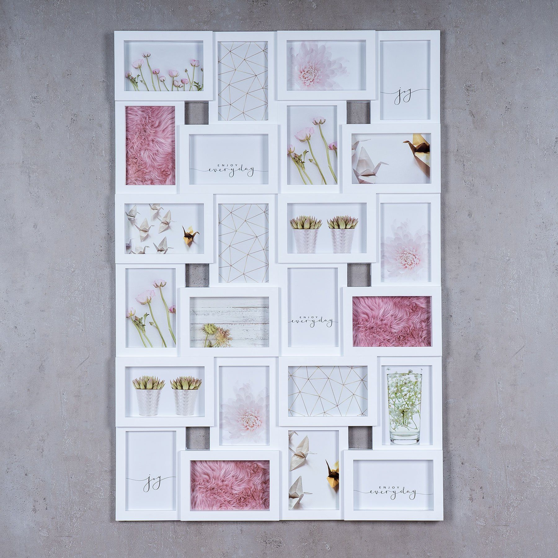 Levandeo® Bilderrahmen Collage, Bilderrahmen weiß 24 Fotos Collage Fotogale günstig online kaufen