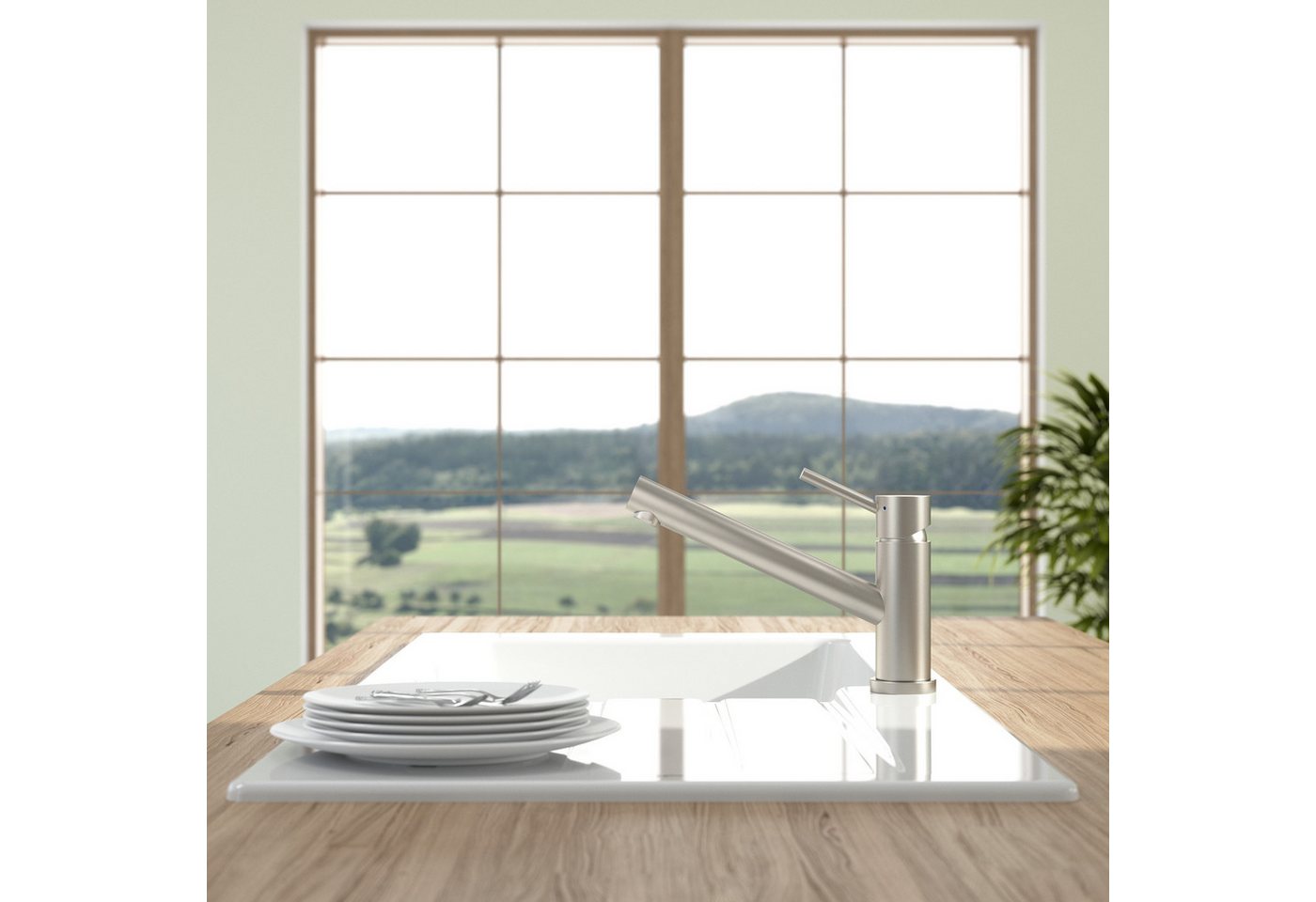 Thumbnail - Villeroy & Boch Küchenarmatur Armatur Wasserhahn Como Window 925700LC Edelstahl Hochdruck