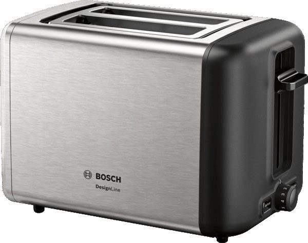 BOSCH Toaster TAT3P420DE DesignLine Edelstahl, 2 kurze Schlitze, 820 W Silber