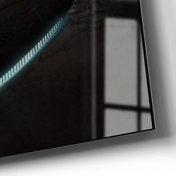 DEQORI Wanduhr 'Millennium Falcon Dunkel' (Glas Glasuhr modern Wand Uhr Design Küchenuhr)