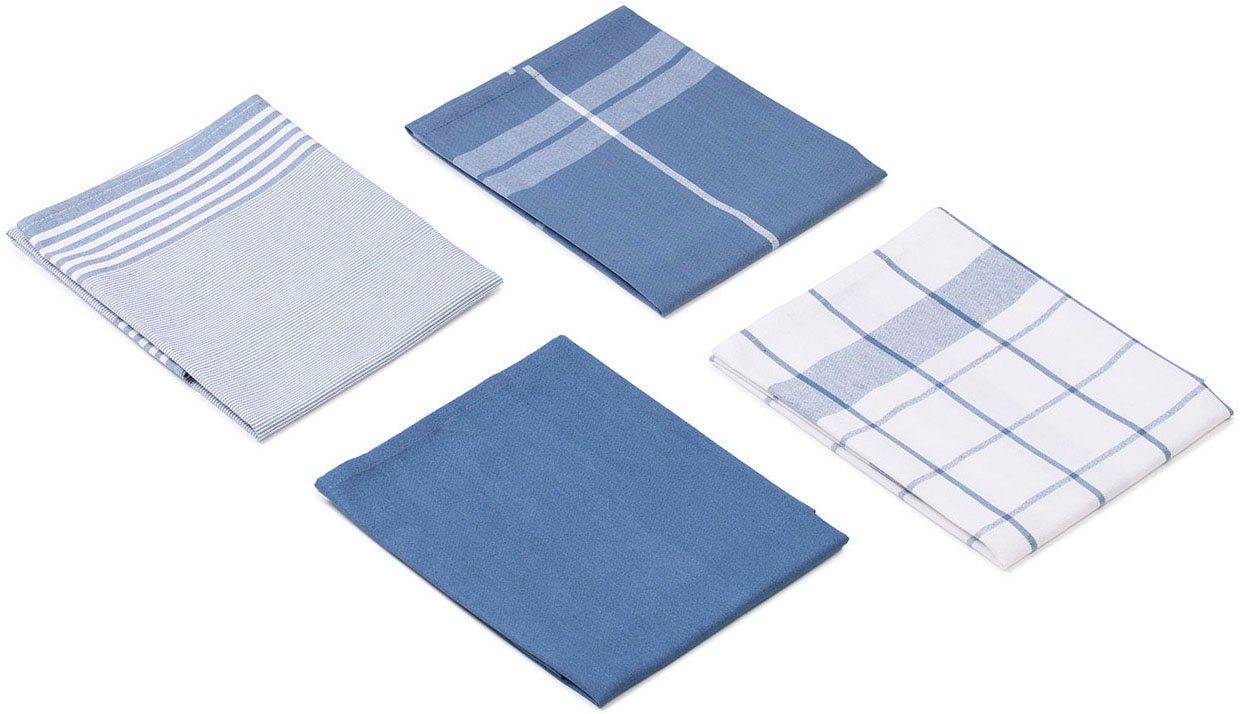 Gözze Geschirrtuch Geschirrtücher, Des. 60057, (Set, 4-tlg), kariert, gestreift und unifarben