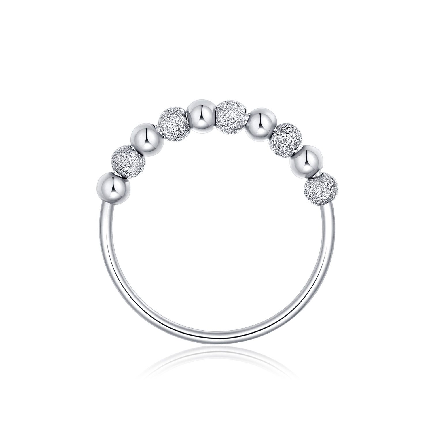 Lisandra Scott Silberring Anti-Stress Ring aus 925 Sterlingsilber mit drehbaren Glitzer-Kugeln
