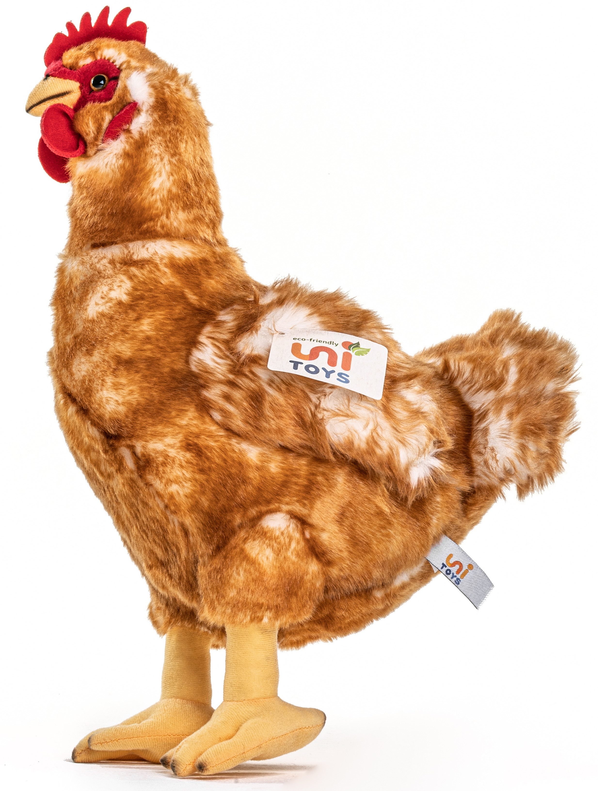 Uni-Toys Kuscheltier Henne braun - 37 cm (Höhe) - Plüsch-Huhn, Vogel - Plüschtier, zu 100 % recyceltes Füllmaterial